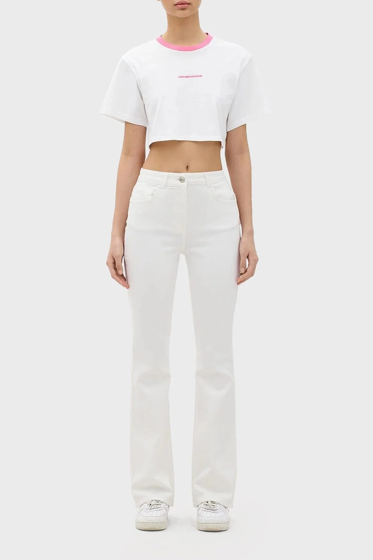 Les Benjamins Pamuklu Yüksek Bel Flare Jeans Bayan Kot Pantolon LB24SSKISFUPT-006 BEYAZ - 2