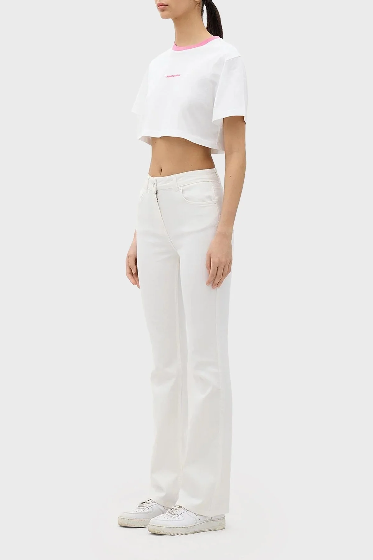 Les Benjamins Pamuklu Yüksek Bel Flare Jeans Bayan Kot Pantolon LB24SSKISFUPT-006 BEYAZ - 3