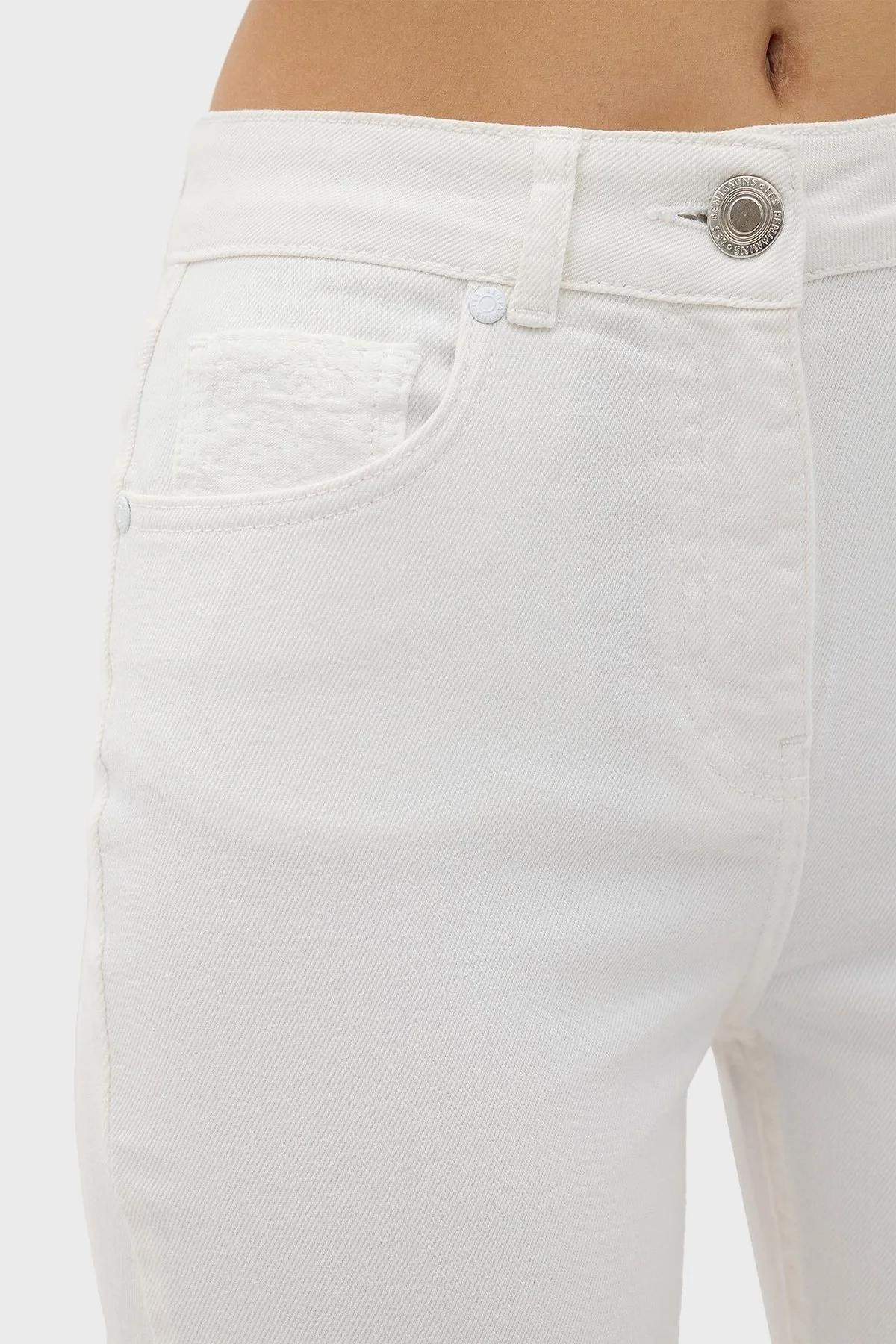 Les Benjamins Pamuklu Yüksek Bel Flare Jeans Bayan Kot Pantolon LB24SSKISFUPT-006 BEYAZ - 5