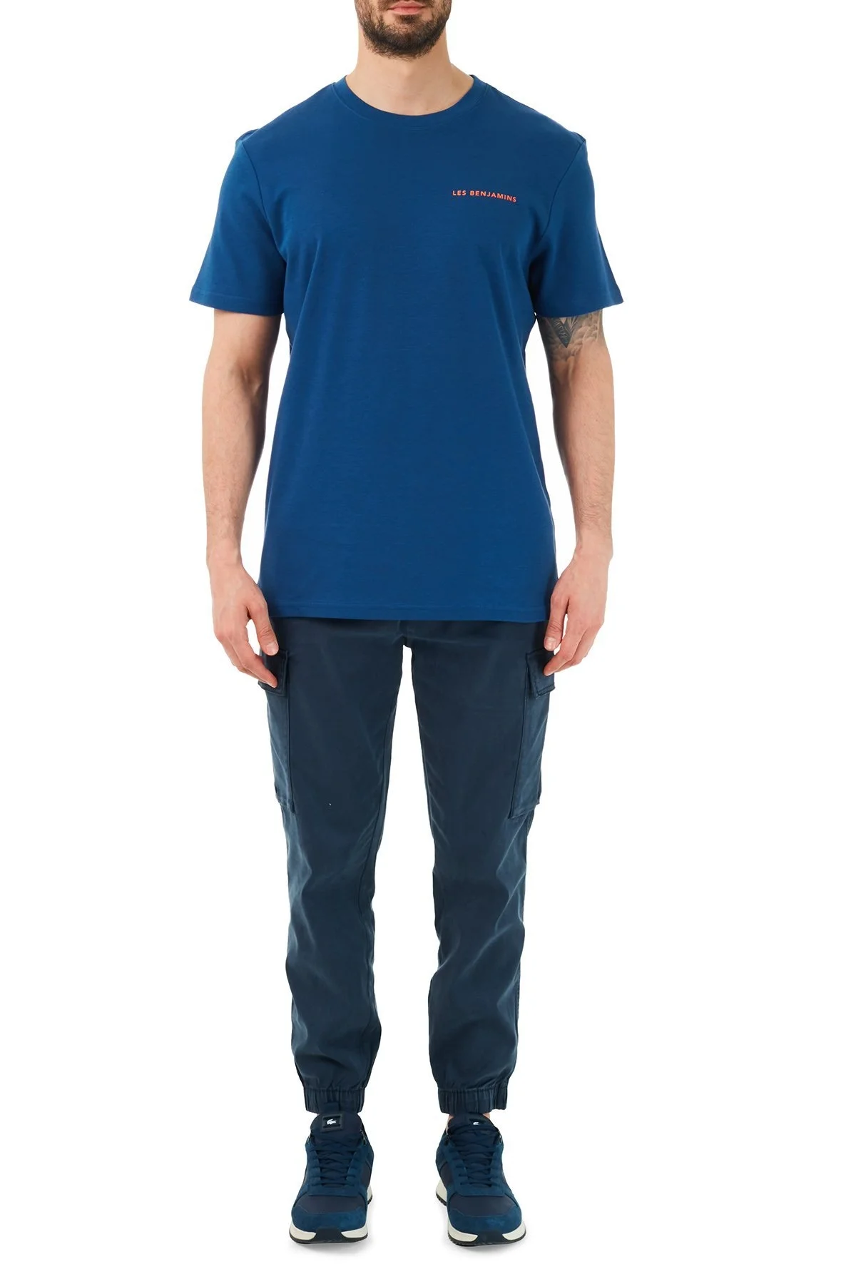 Les Benjamins Regular Fit Bisiklet Yaka % 100 Pamuk Erkek T Shirt LB21SSCORMUTS-007 LACİVERT - 5