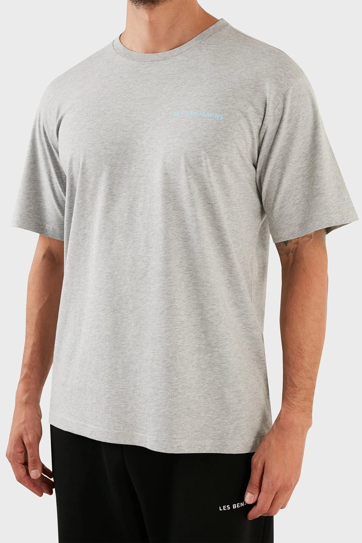 Les Benjamins Regular Fit Bisiklet Yaka % 100 Pamuk Erkek T Shirt LB21SSCORMUTS-008 GRİ - 12