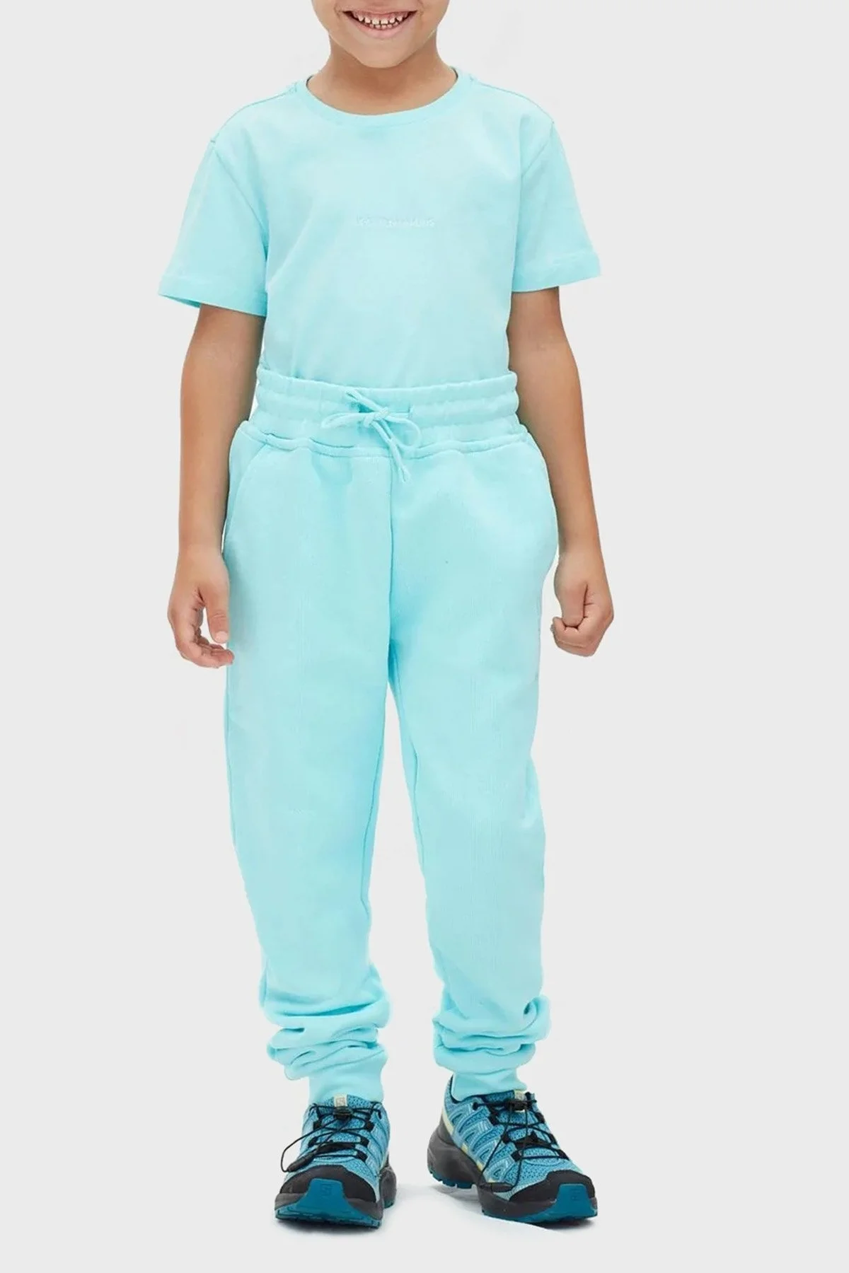 Les Benjamins Regular Fit Elastik Bel Bantlı Cepli % 100 Pamuk Unisex Pantolon LB22FWCHLCUSP-505 TURKUAZ - 1