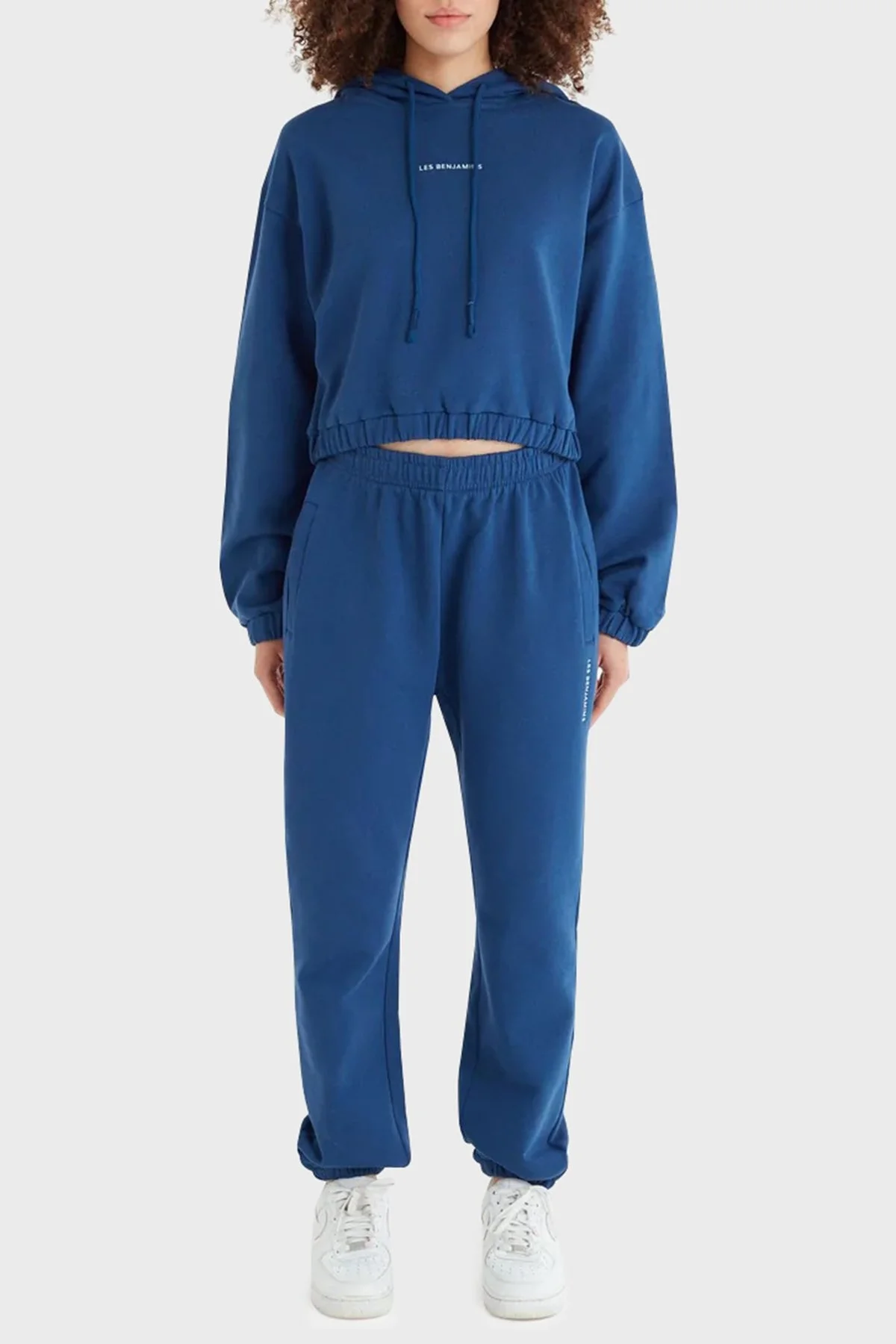 Les Benjamins Regular Fit Kapüşonlu % 100 Pamuk Crop Bayan Sweat LB21SSCORFUHD-002 LACİVERT - 4