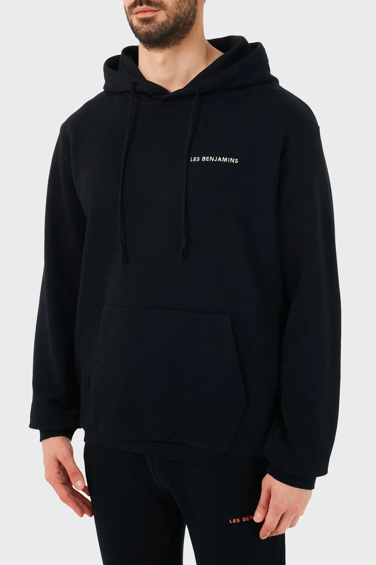 Les Benjamins Regular Fit Kapüşonlu Cepli % 100 Pamuk Erkek Sweat LB21SSCORMUHD-001 SİYAH - 3