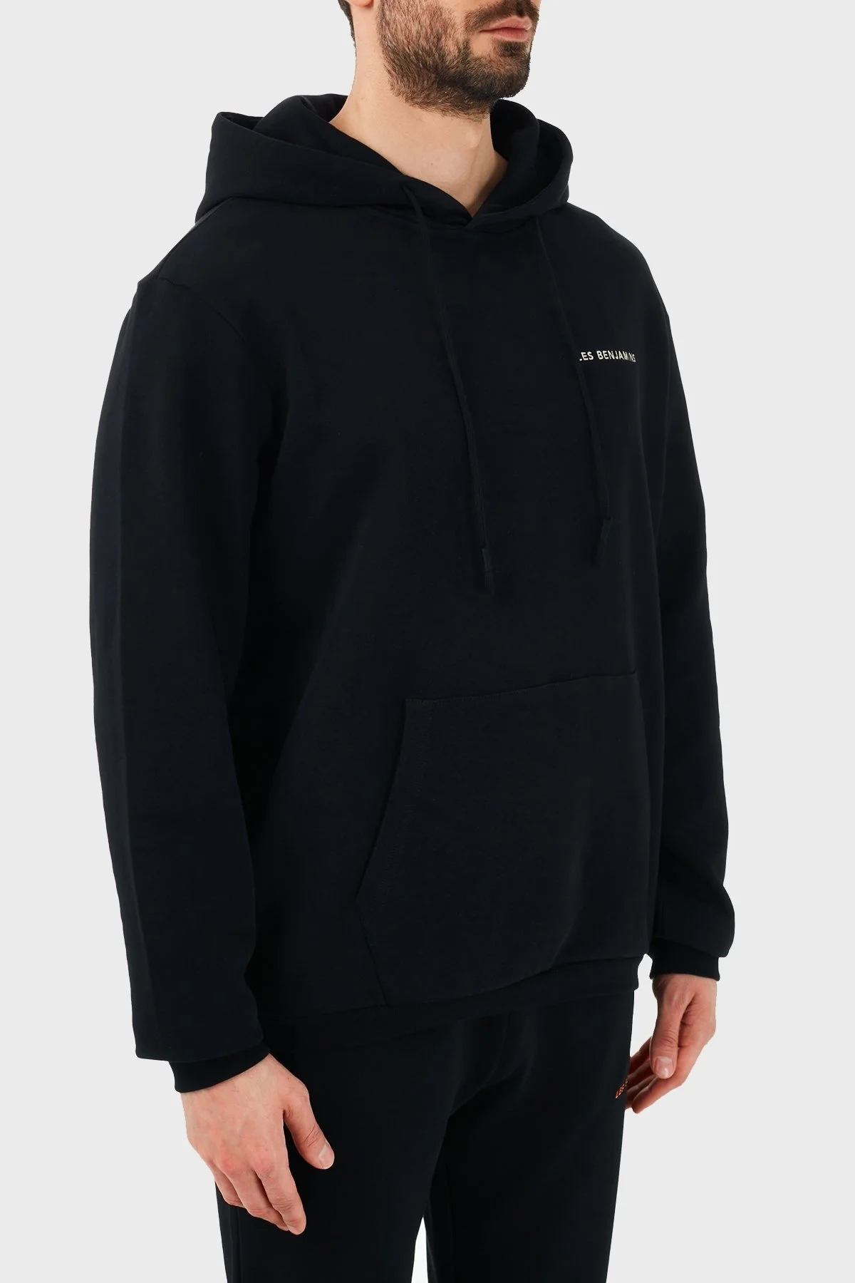 Les Benjamins Regular Fit Kapüşonlu Cepli % 100 Pamuk Erkek Sweat LB21SSCORMUHD-001 SİYAH - 4