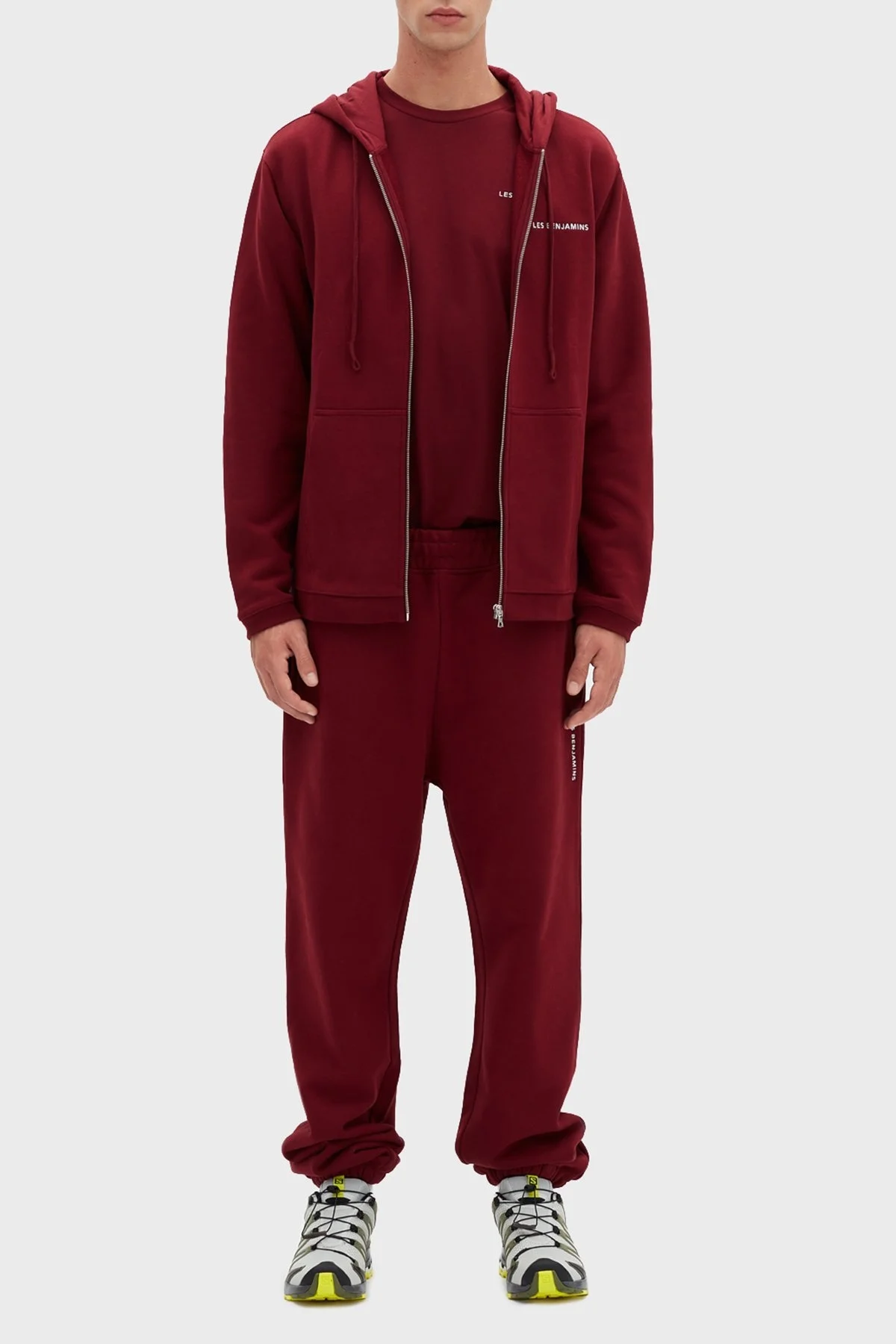 Les Benjamins Regular Fit Kapüşonlu Fermuarlı Pamuklu Erkek Sweat LB22FWESSMUZH-301 BORDO - 1