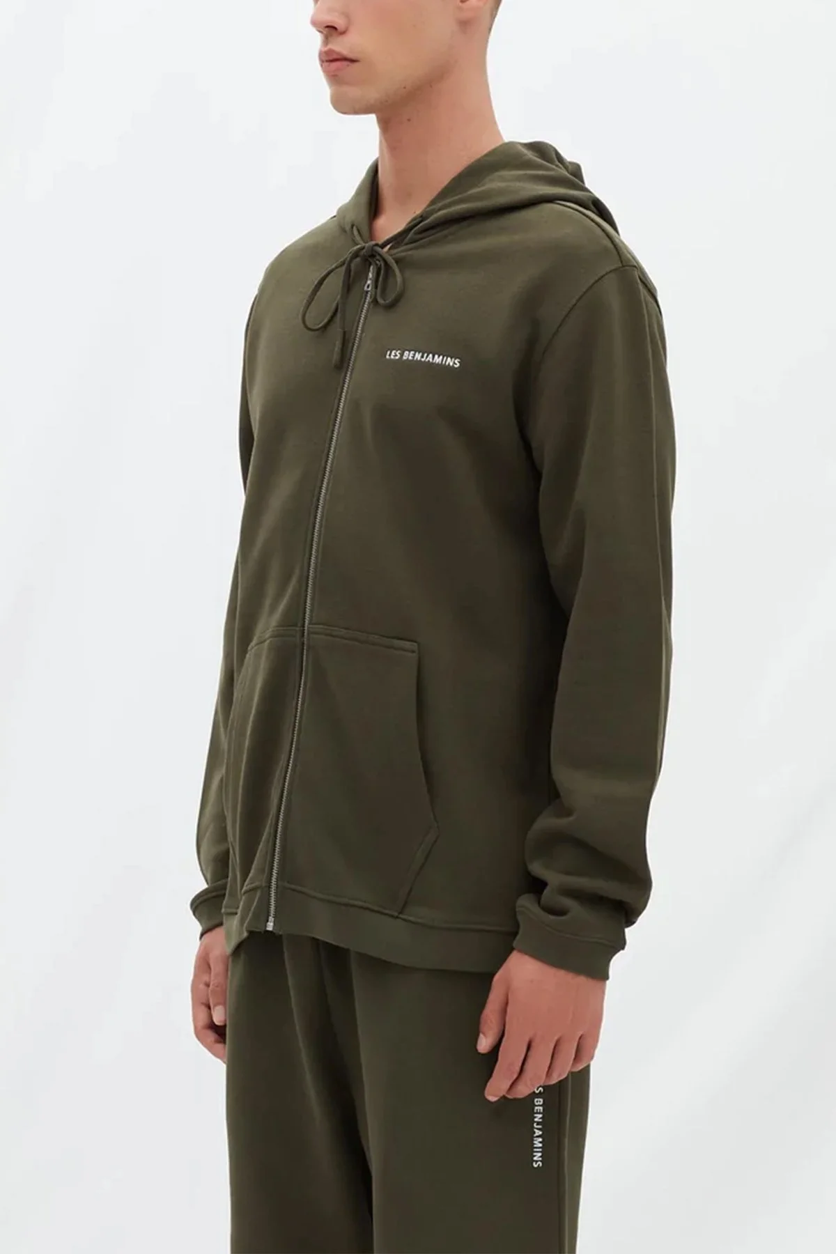 Les Benjamins Regular Fit Kapüşonlu Fermuarlı Pamuklu Erkek Sweat LB22FWESSMUZH-302 HAKİ - 2