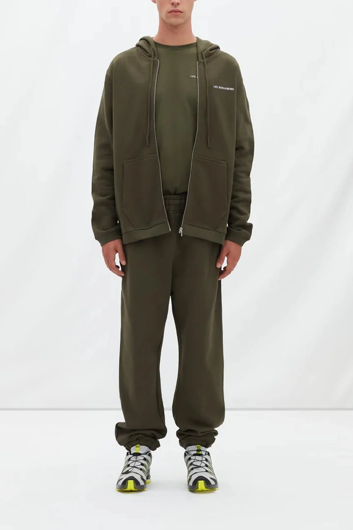 Les Benjamins Regular Fit Kapüşonlu Fermuarlı Pamuklu Erkek Sweat LB22FWESSMUZH-302 HAKİ - 4