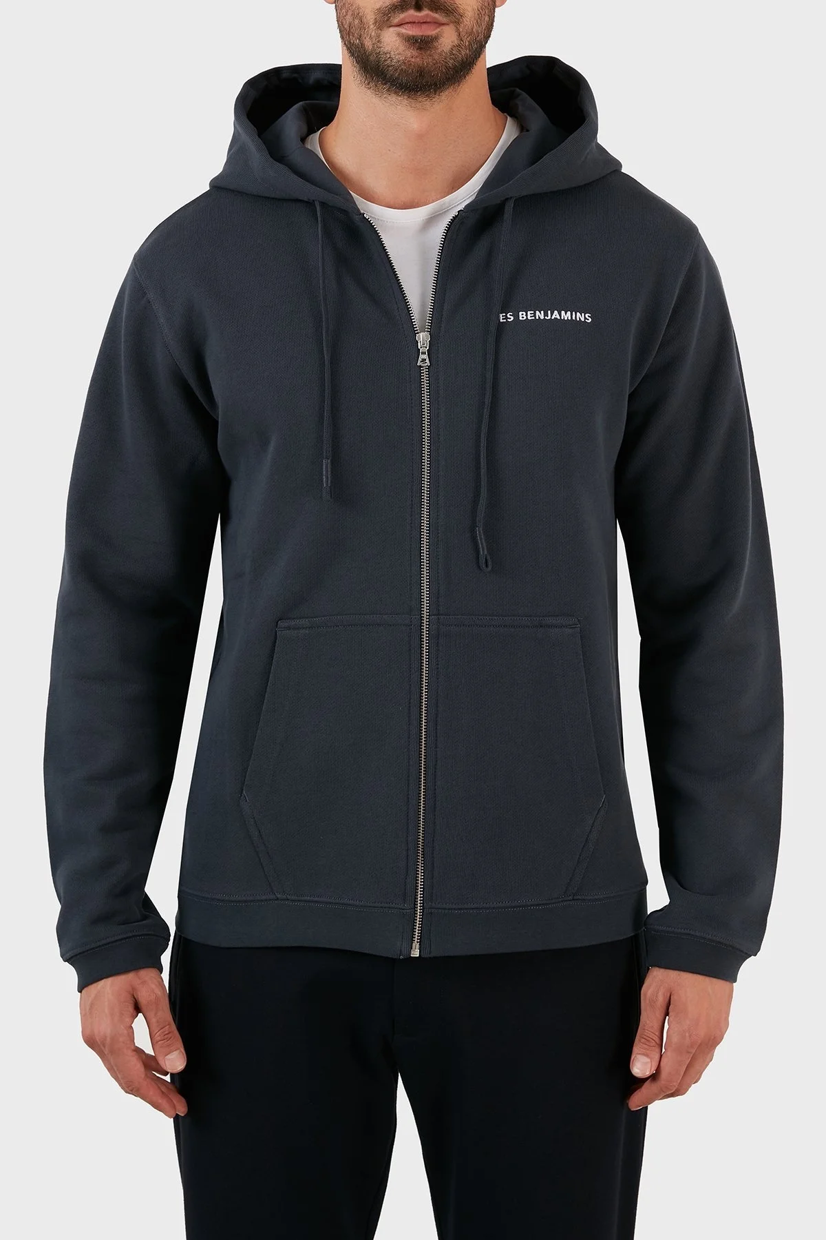 Les Benjamins Regular Fit Kapüşonlu Fermuarlı Pamuklu Erkek Sweat LB22FWESSMUZH-303 LACİVERT - 1