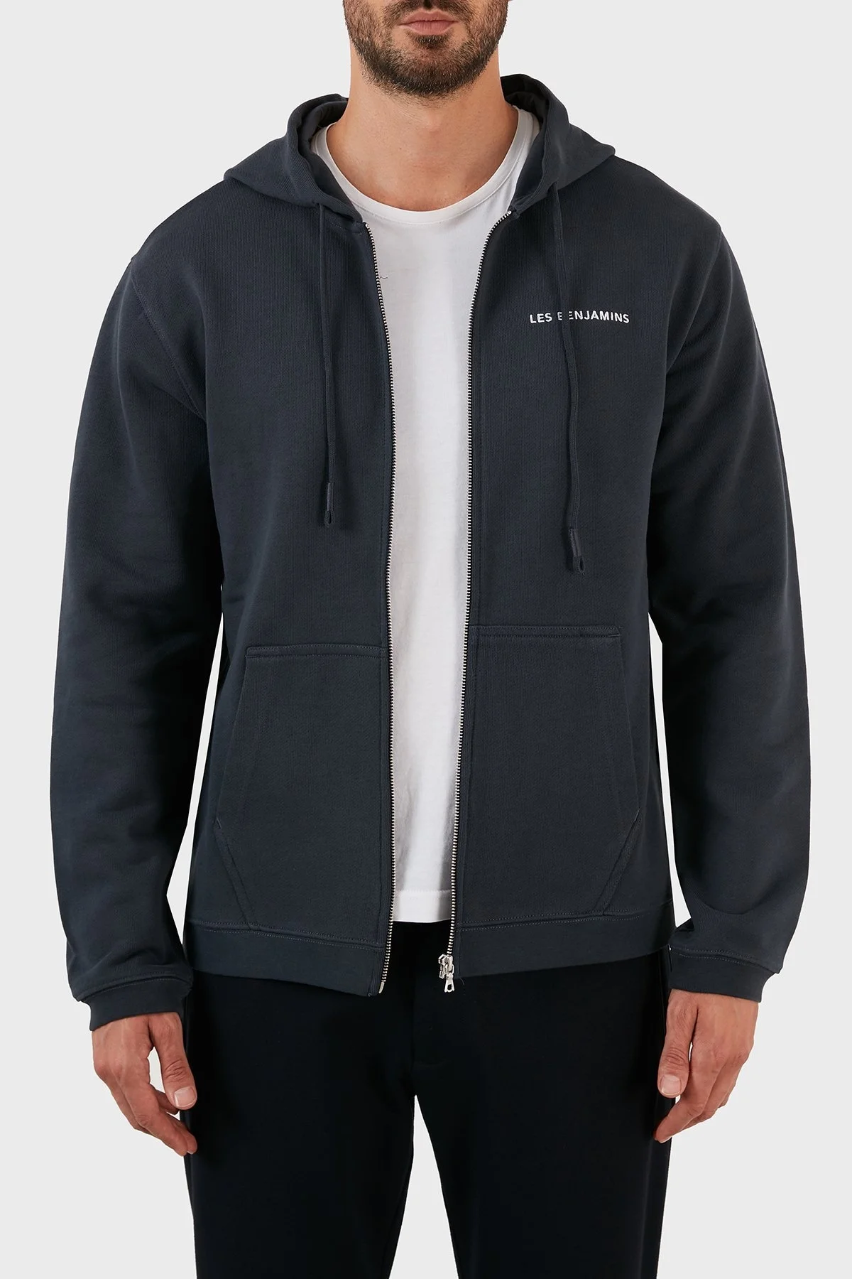 Les Benjamins Regular Fit Kapüşonlu Fermuarlı Pamuklu Erkek Sweat LB22FWESSMUZH-303 LACİVERT - 2