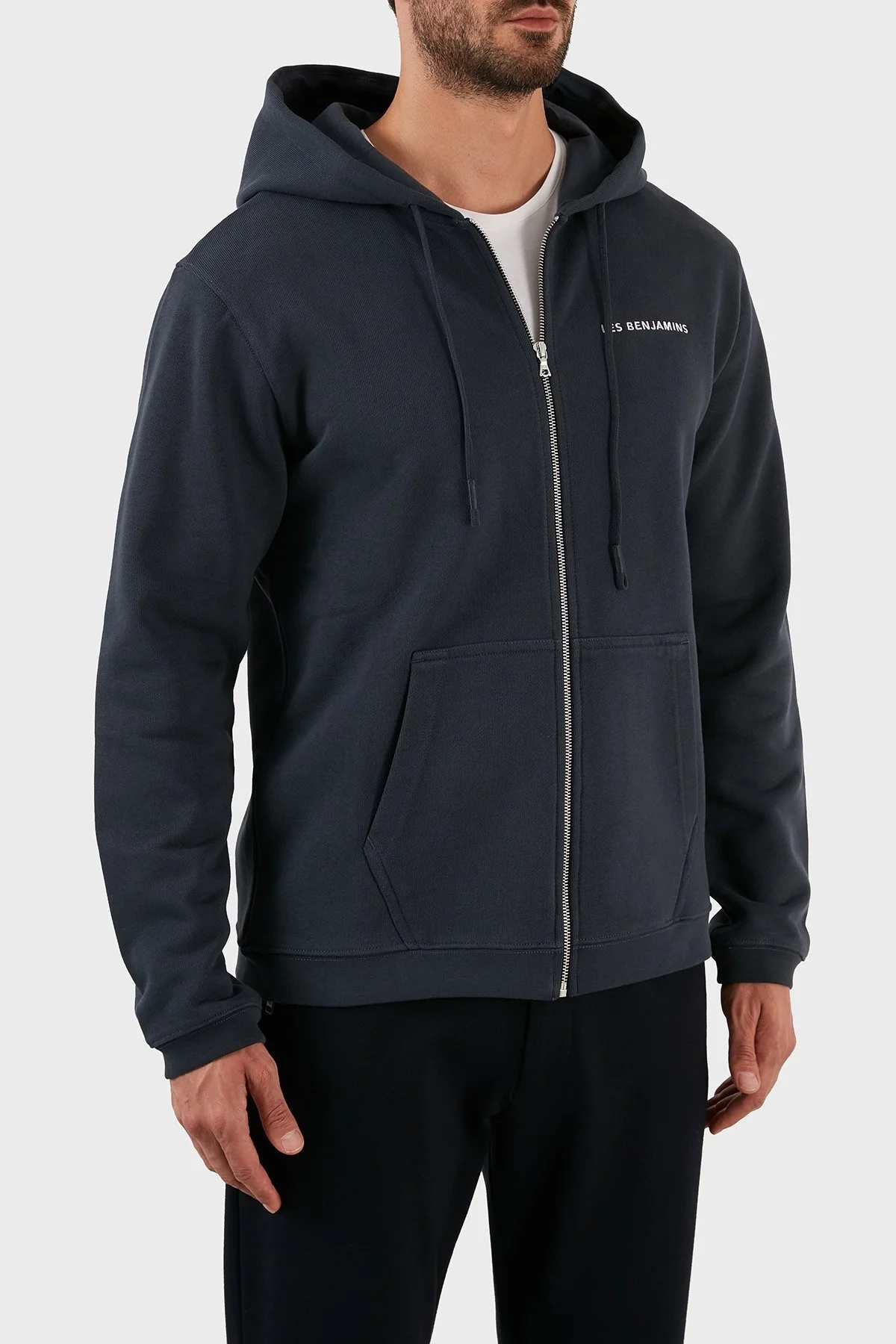 Les Benjamins Regular Fit Kapüşonlu Fermuarlı Pamuklu Erkek Sweat LB22FWESSMUZH-303 LACİVERT - 4