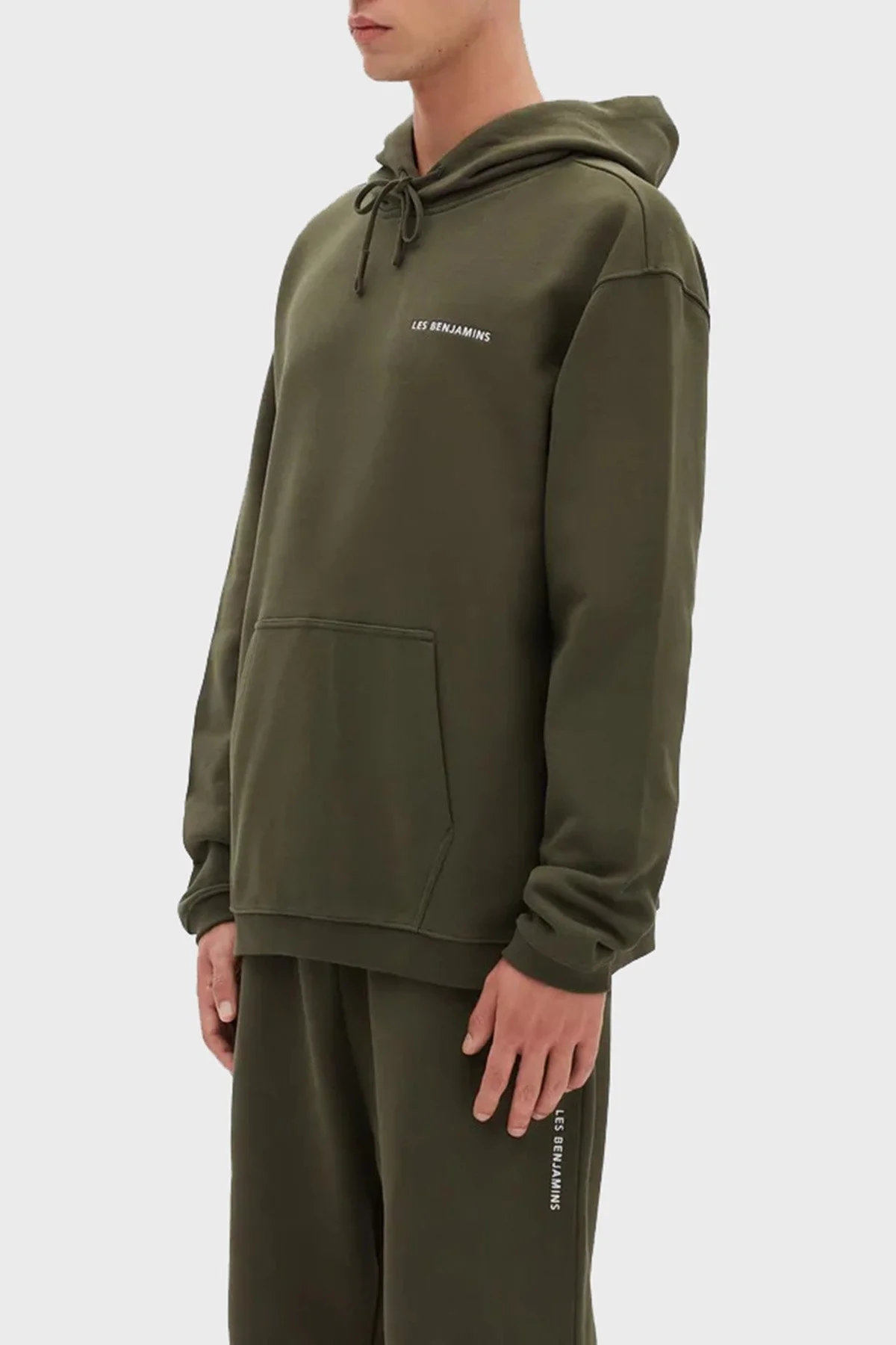 Les Benjamins Regular Fit Kapüşonlu Kanguru Cepli % 100 Pamuk Erkek Sweat LB22FWESSMUHD-302 HAKİ - 2