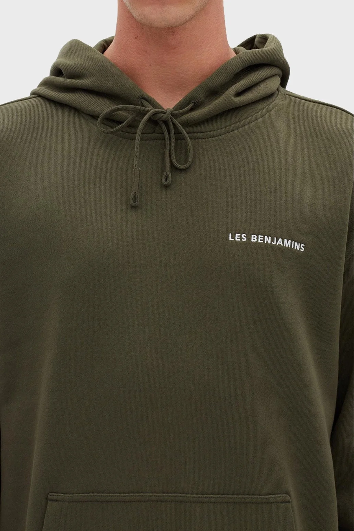 Les Benjamins Regular Fit Kapüşonlu Kanguru Cepli % 100 Pamuk Erkek Sweat LB22FWESSMUHD-302 HAKİ - 4