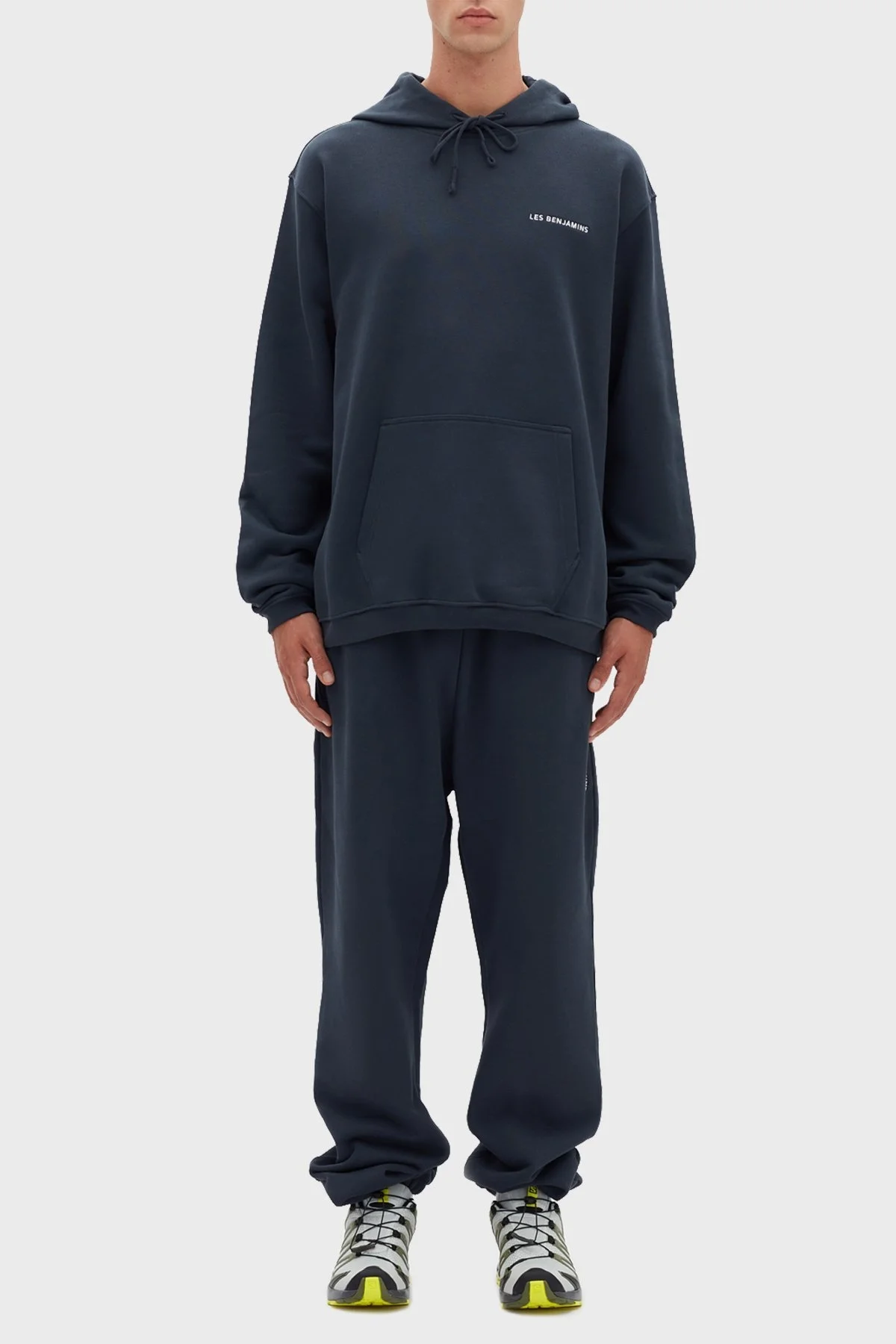 Les Benjamins Regular Fit Kapüşonlu Kanguru Cepli % 100 Pamuk Erkek Sweat LB22FWESSMUHD-303 LACİVERT - 3