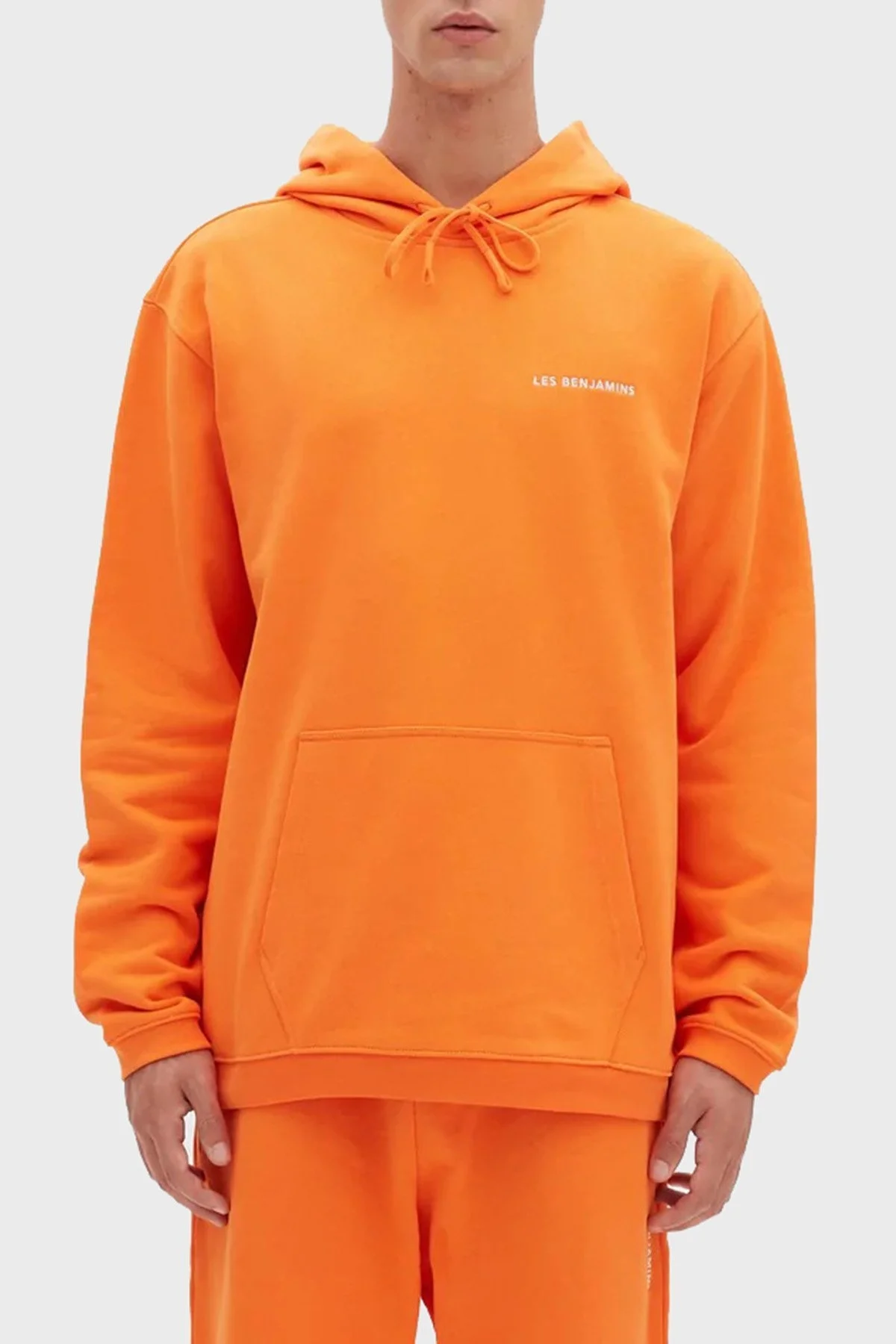 Les Benjamins Regular Fit Kapüşonlu Kanguru Cepli % 100 Pamuk Erkek Sweat LB22FWESSMUHD-304 ORANGE - 1