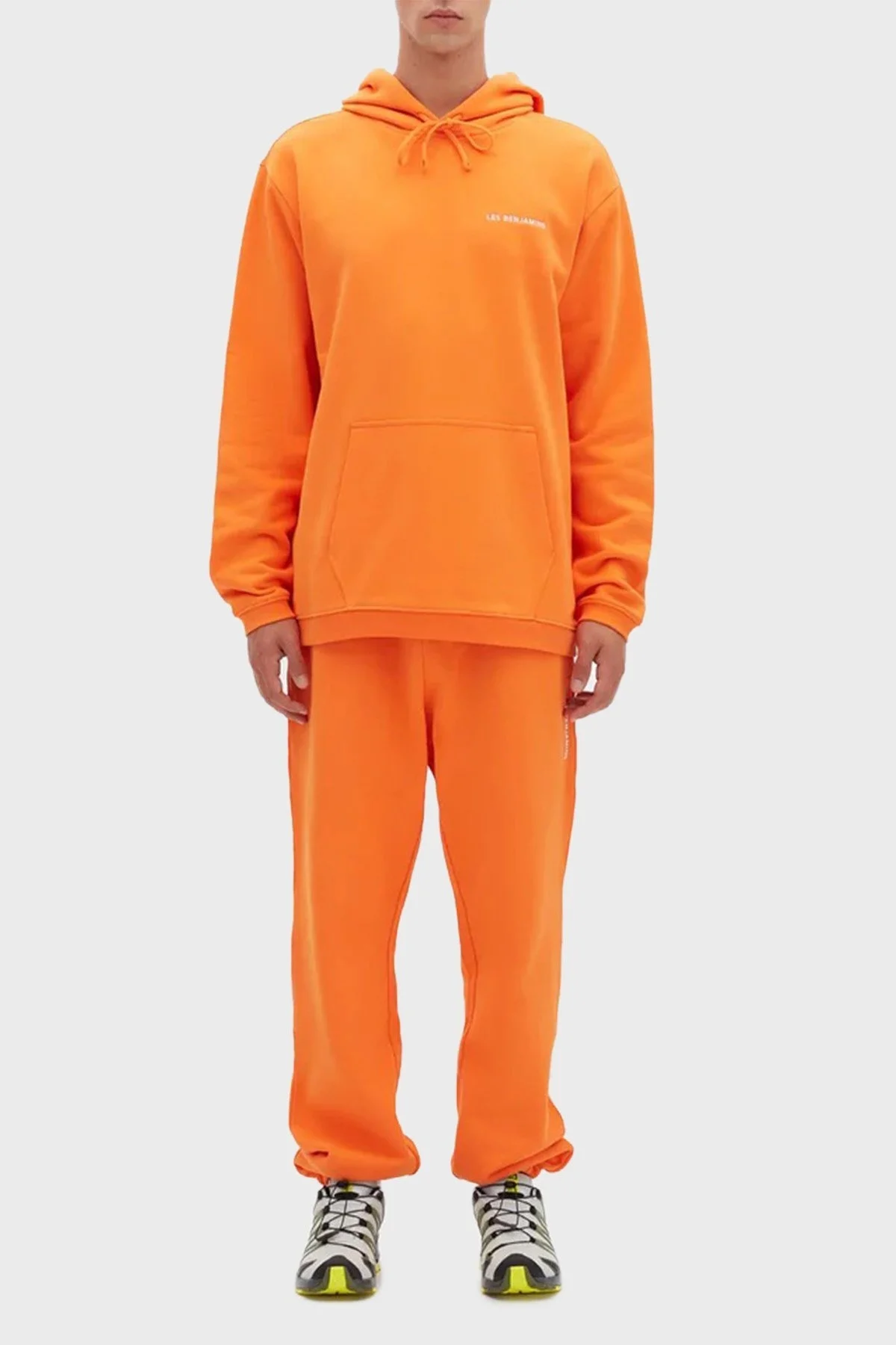 Les Benjamins Regular Fit Kapüşonlu Kanguru Cepli % 100 Pamuk Erkek Sweat LB22FWESSMUHD-304 ORANGE - 2