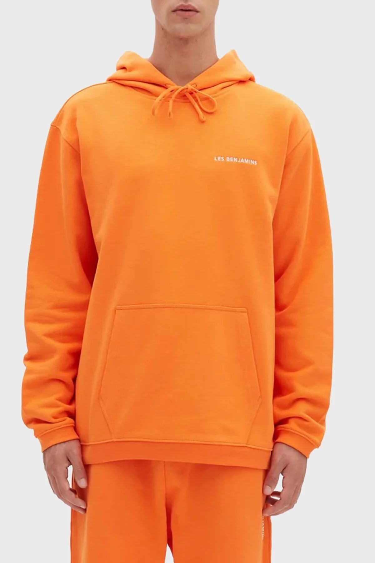 Les Benjamins Regular Fit Kapüşonlu Kanguru Cepli % 100 Pamuk Erkek Sweat LB22FWESSMUHD-304 ORANGE - 3
