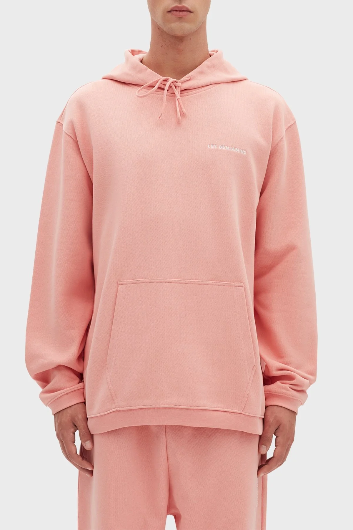 Les Benjamins Regular Fit Kapüşonlu Kanguru Cepli % 100 Pamuk Erkek Sweat LB22FWESSMUHD-306 MERCAN - 1