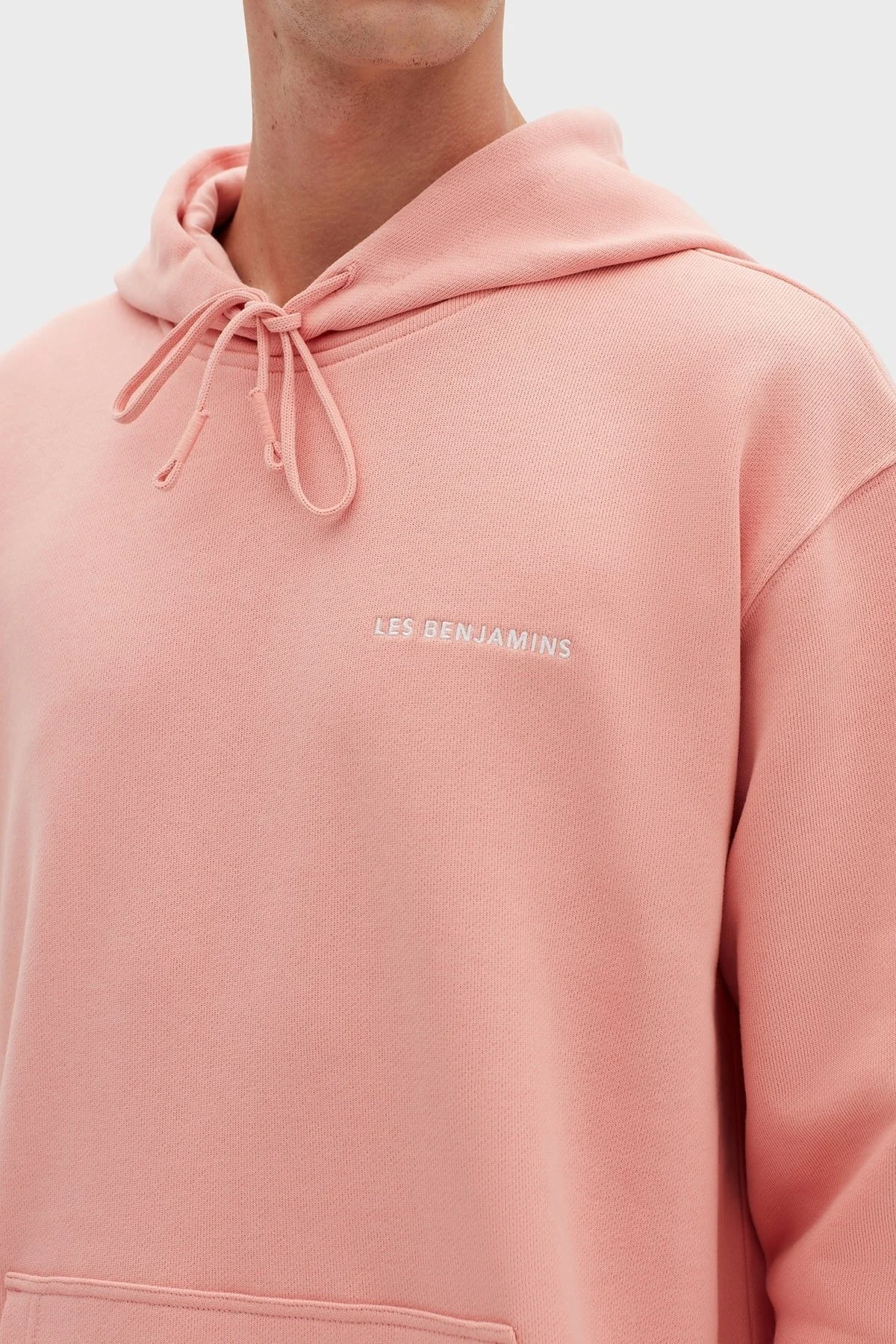 Les Benjamins Regular Fit Kapüşonlu Kanguru Cepli % 100 Pamuk Erkek Sweat LB22FWESSMUHD-306 MERCAN - 4