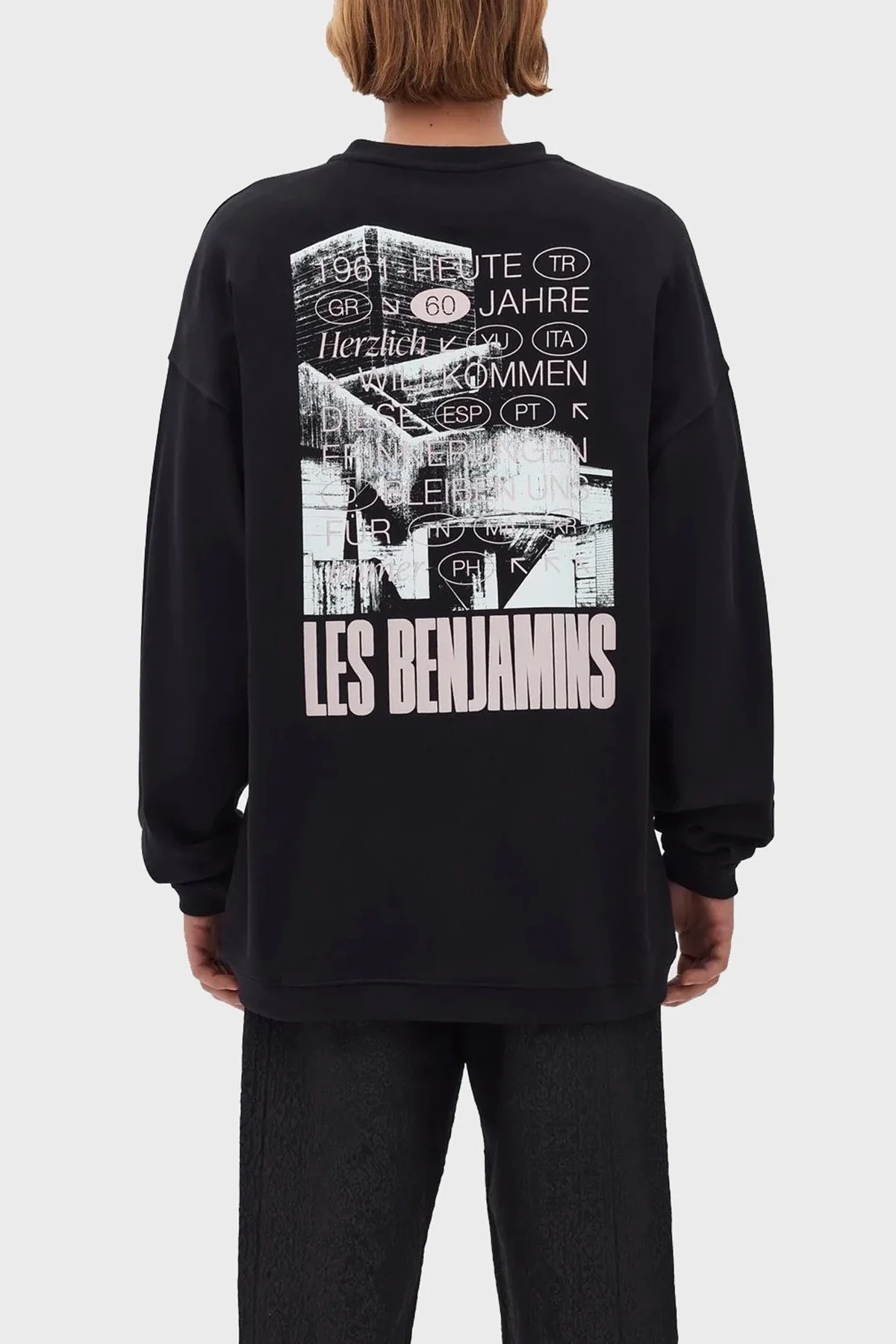 Les Benjamins Regular Fit Sırt Baskılı Bisiklet Yaka % 100 Pamuk Erkek Sweat LB22FWGASMUSW-006 SİYAH - 1