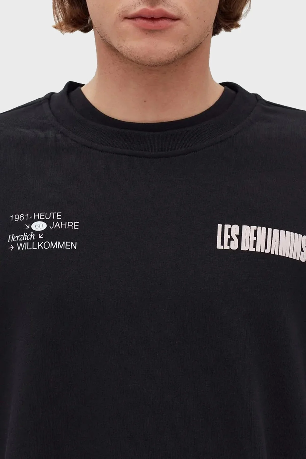 Les Benjamins Regular Fit Sırt Baskılı Bisiklet Yaka % 100 Pamuk Erkek Sweat LB22FWGASMUSW-006 SİYAH - 4