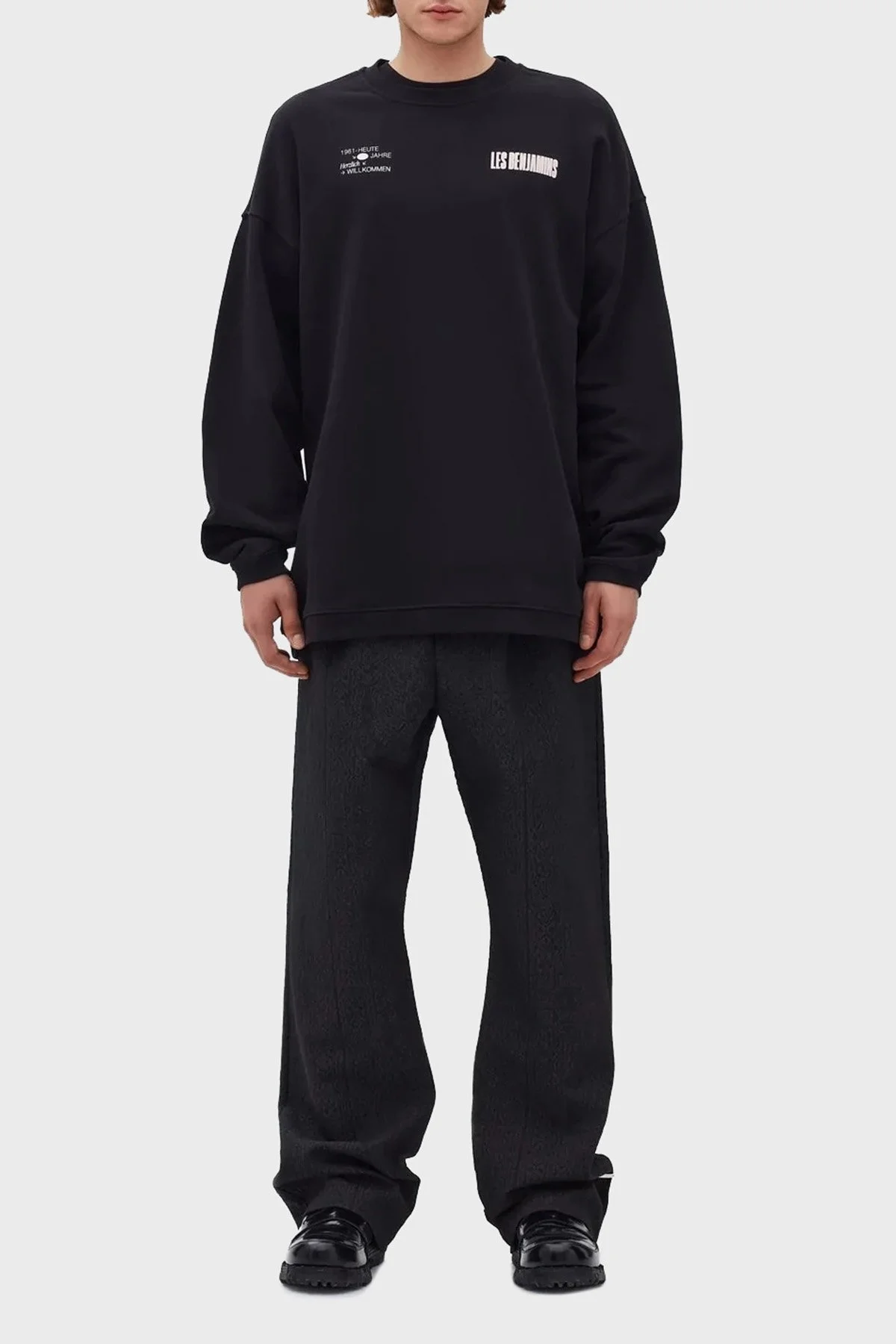 Les Benjamins Regular Fit Sırt Baskılı Bisiklet Yaka % 100 Pamuk Erkek Sweat LB22FWGASMUSW-006 SİYAH - 5