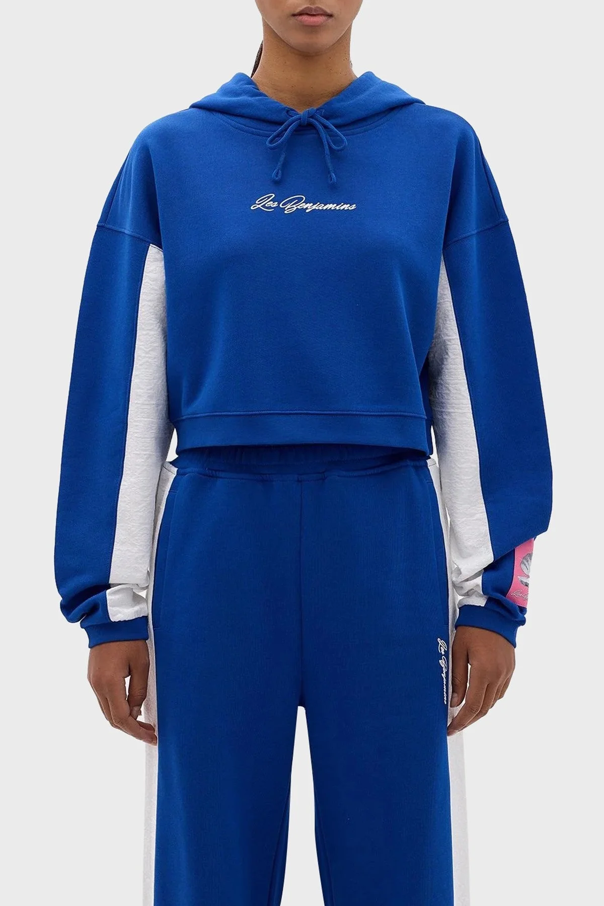 Les Benjamins Relaxed Fit Kapüşonlu Crop Bayan Sweat LB24SSKISFUHD-004 MAVİ - 8