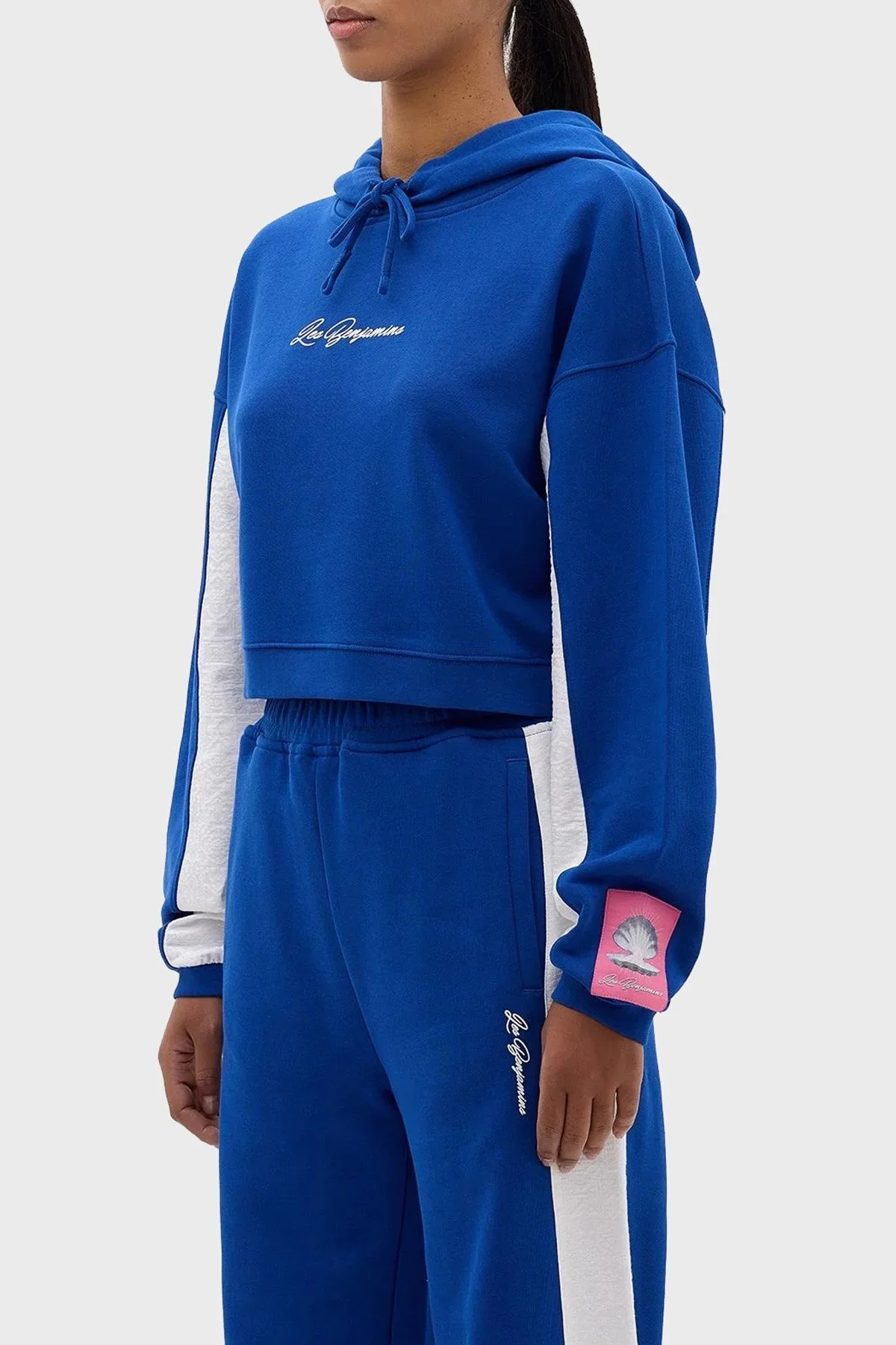 Les Benjamins Relaxed Fit Kapüşonlu Crop Bayan Sweat LB24SSKISFUHD-004 MAVİ - 9