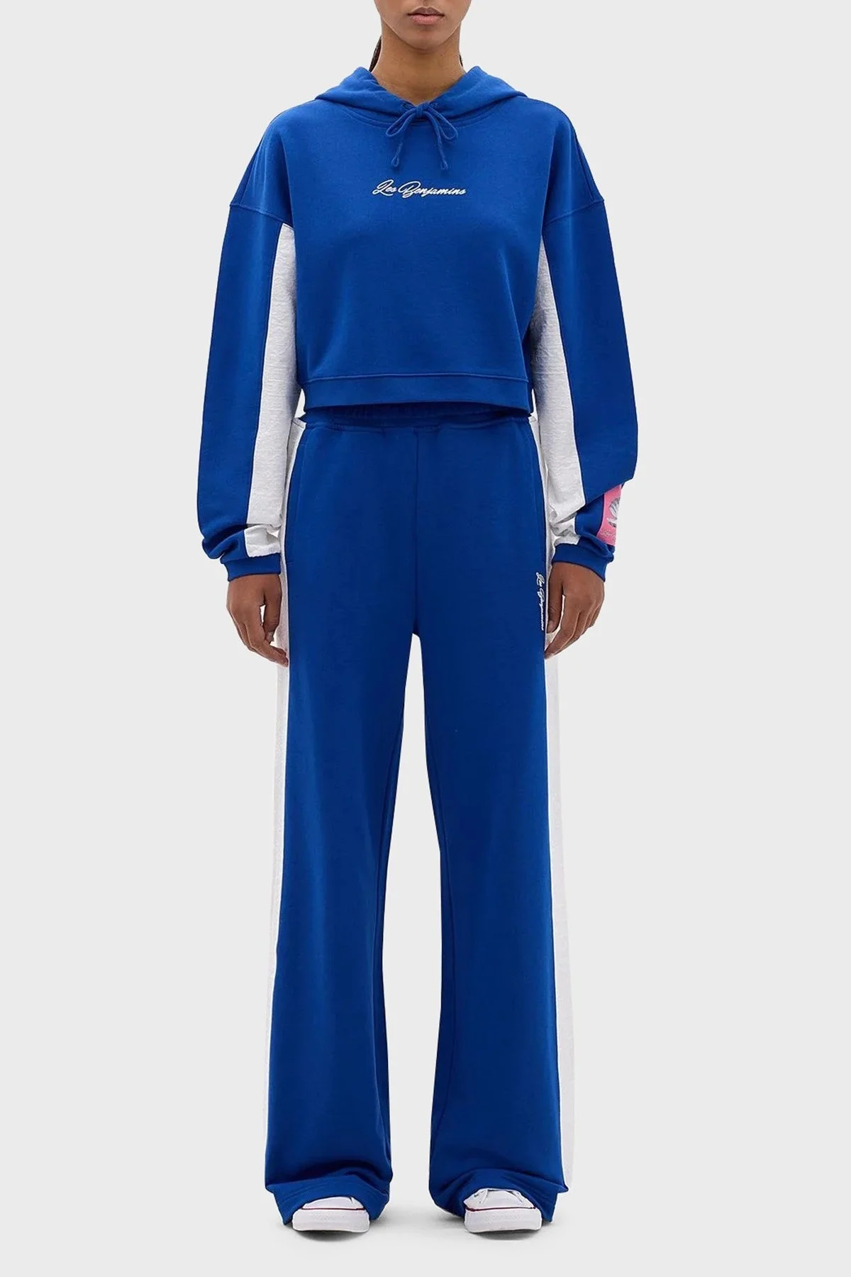 Les Benjamins Relaxed Fit Kapüşonlu Crop Bayan Sweat LB24SSKISFUHD-004 MAVİ - 11
