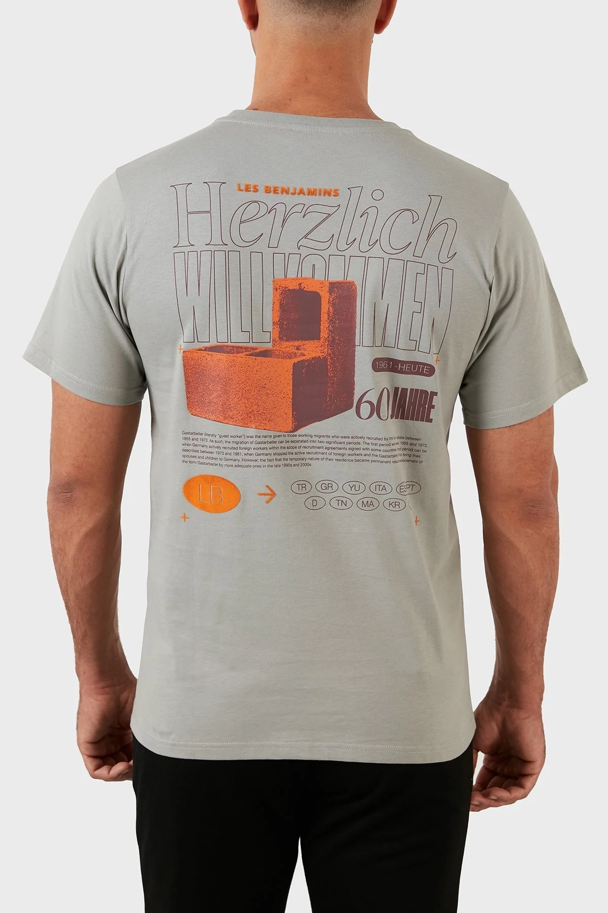 Les Benjamins Relaxed Fit Sırt Baskılı Bisiklet Yaka % 100 Pamuk Erkek T Shirt LB22FWGASMUTS-009 AÇIK YEŞİL - 1