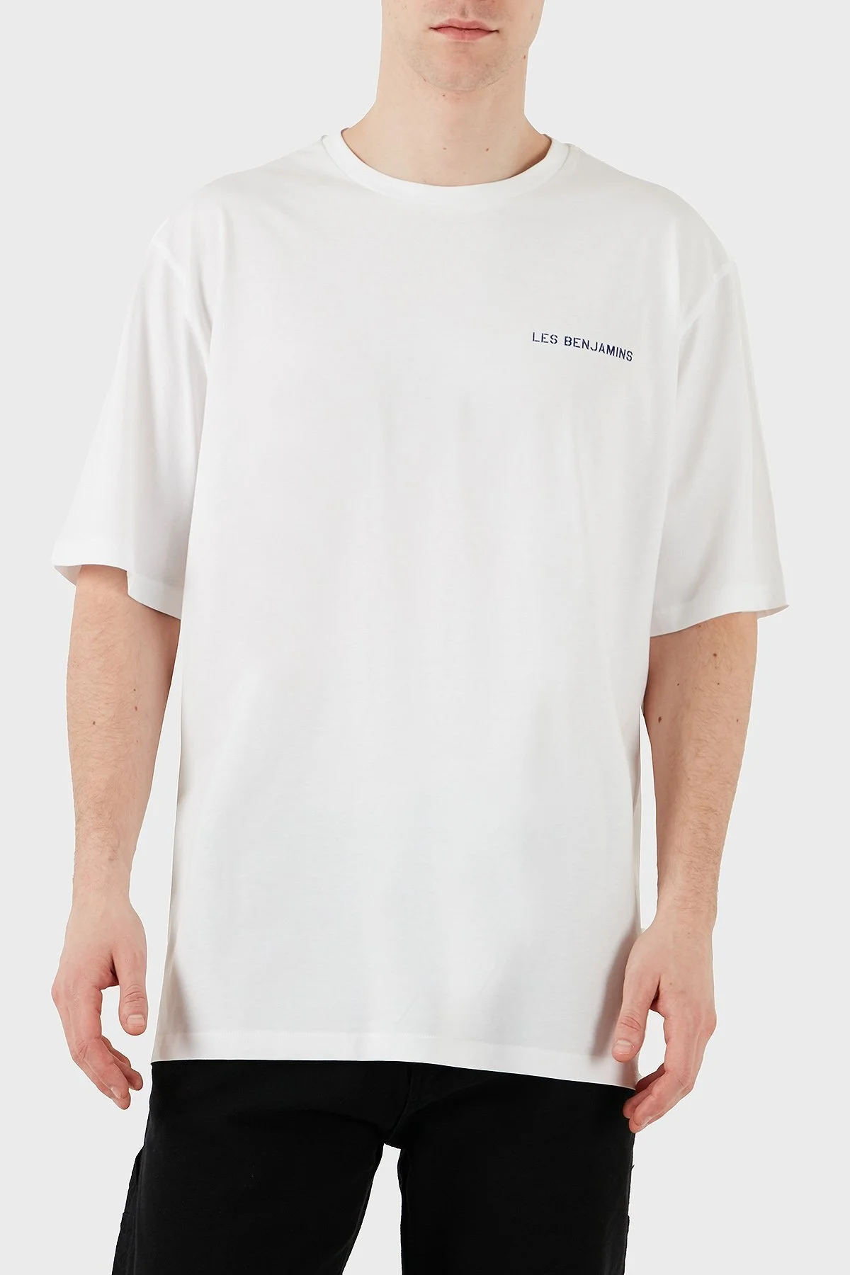 Les Benjamins Sırt Baskılı % 100 Pamuk Oversize Fit Bisiklet Yaka Erkek T Shirt LB25SSUNLMUOT-025 BEYAZ - 4