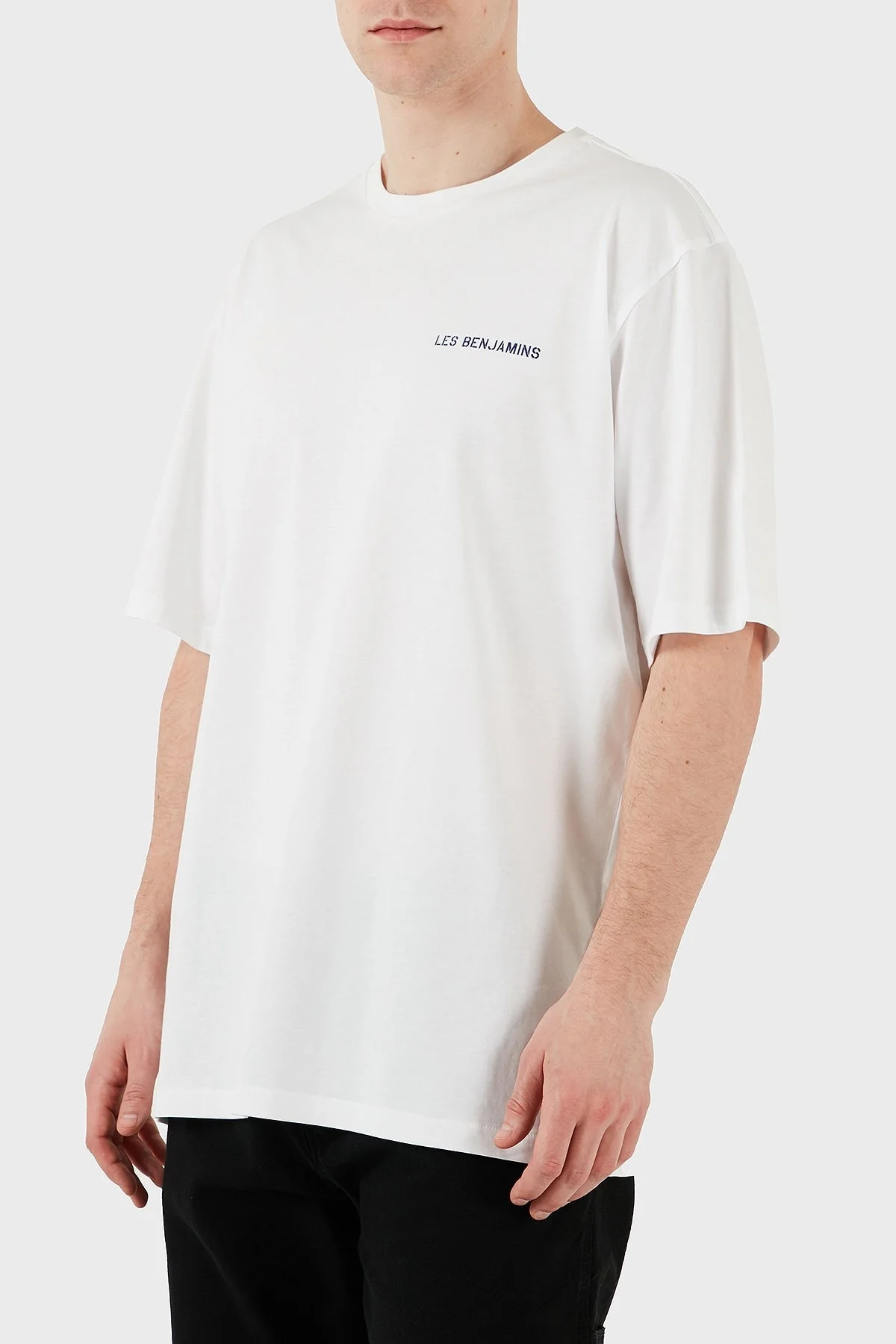 Les Benjamins Sırt Baskılı % 100 Pamuk Oversize Fit Bisiklet Yaka Erkek T Shirt LB25SSUNLMUOT-025 BEYAZ - 6