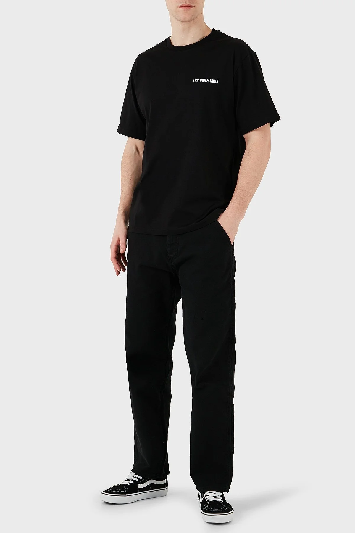 Les Benjamins Sırt Baskılı % 100 Pamuk Relaxed Fit Bisiklet Yaka Erkek T Shirt LB25SSUNLMUTS-036 SİYAH - 8