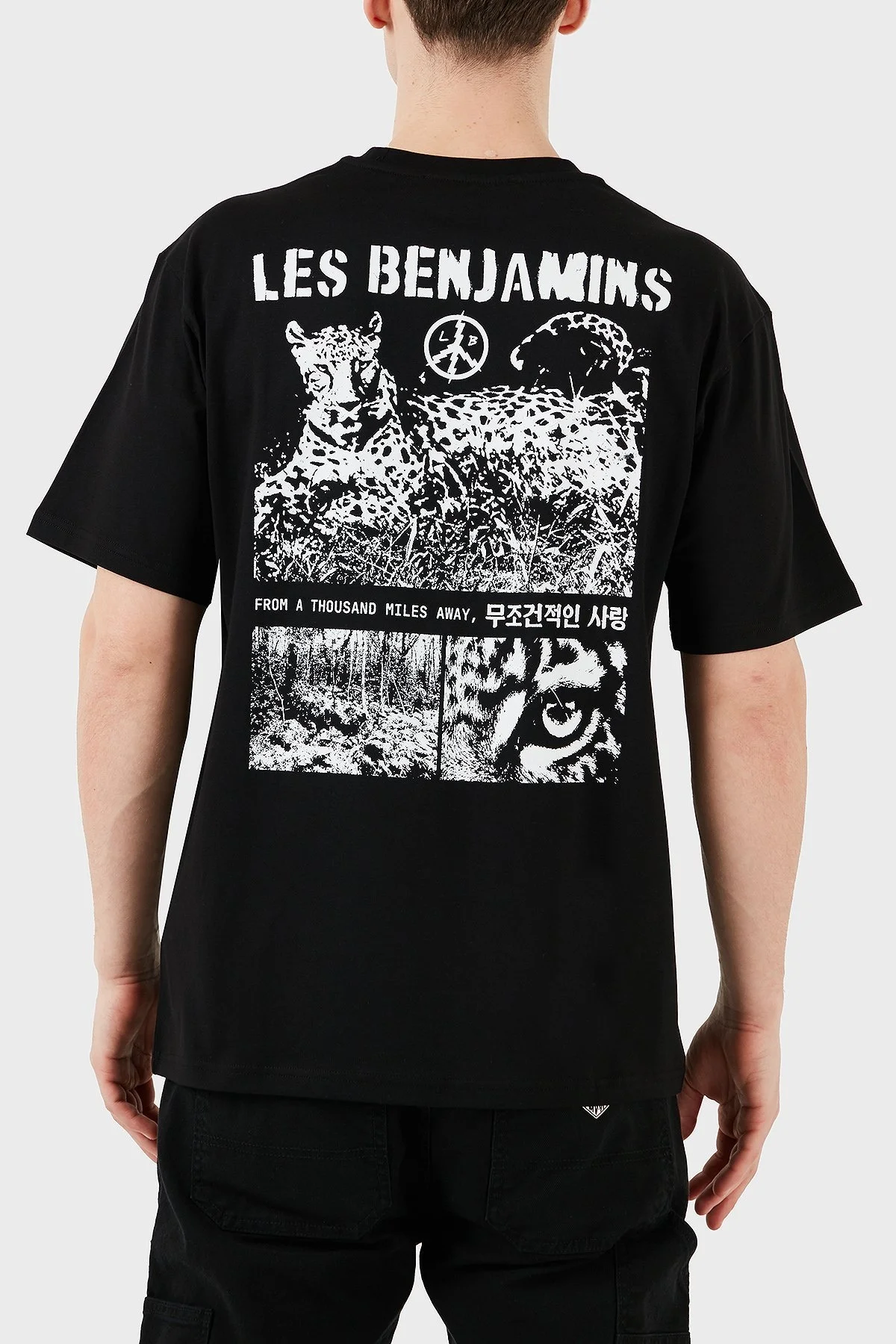 Les Benjamins Sırt Baskılı % 100 Pamuk Relaxed Fit Bisiklet Yaka Erkek T Shirt LB25SSUNLMUTS-036 SİYAH - 9