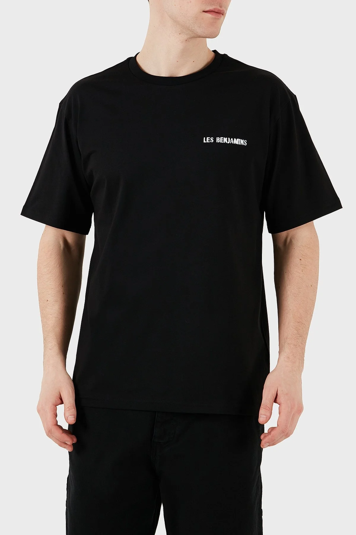 Les Benjamins Sırt Baskılı % 100 Pamuk Relaxed Fit Bisiklet Yaka Erkek T Shirt LB25SSUNLMUTS-036 SİYAH - 10