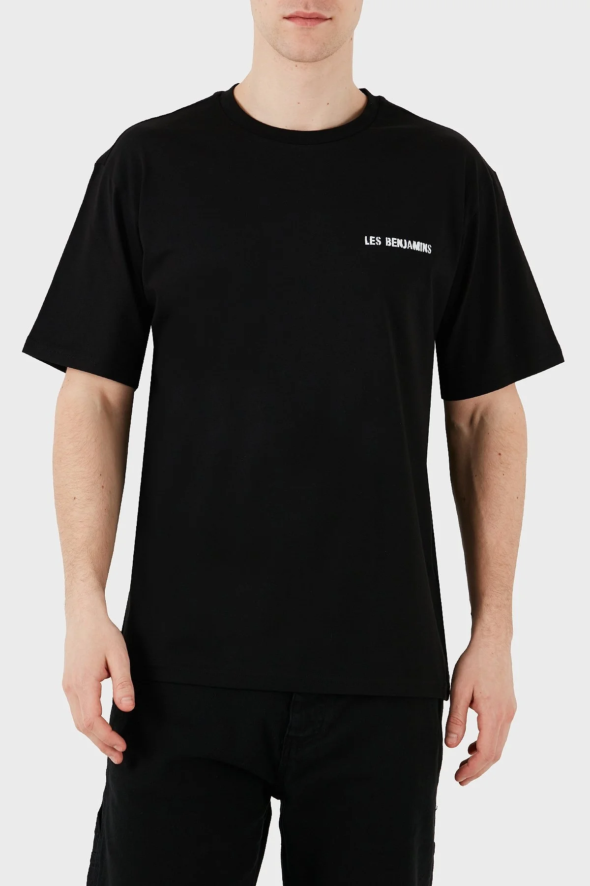 Les Benjamins Sırt Baskılı % 100 Pamuk Relaxed Fit Bisiklet Yaka Erkek T Shirt LB25SSUNLMUTS-036 SİYAH - 11