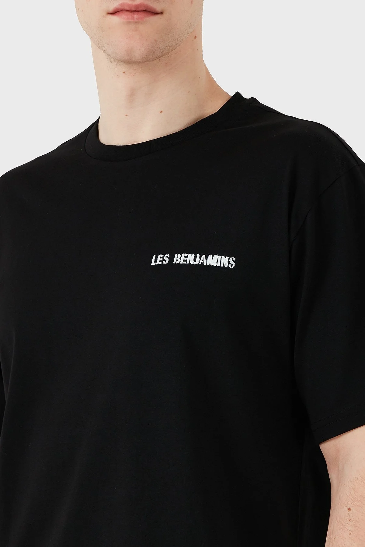 Les Benjamins Sırt Baskılı % 100 Pamuk Relaxed Fit Bisiklet Yaka Erkek T Shirt LB25SSUNLMUTS-036 SİYAH - 12