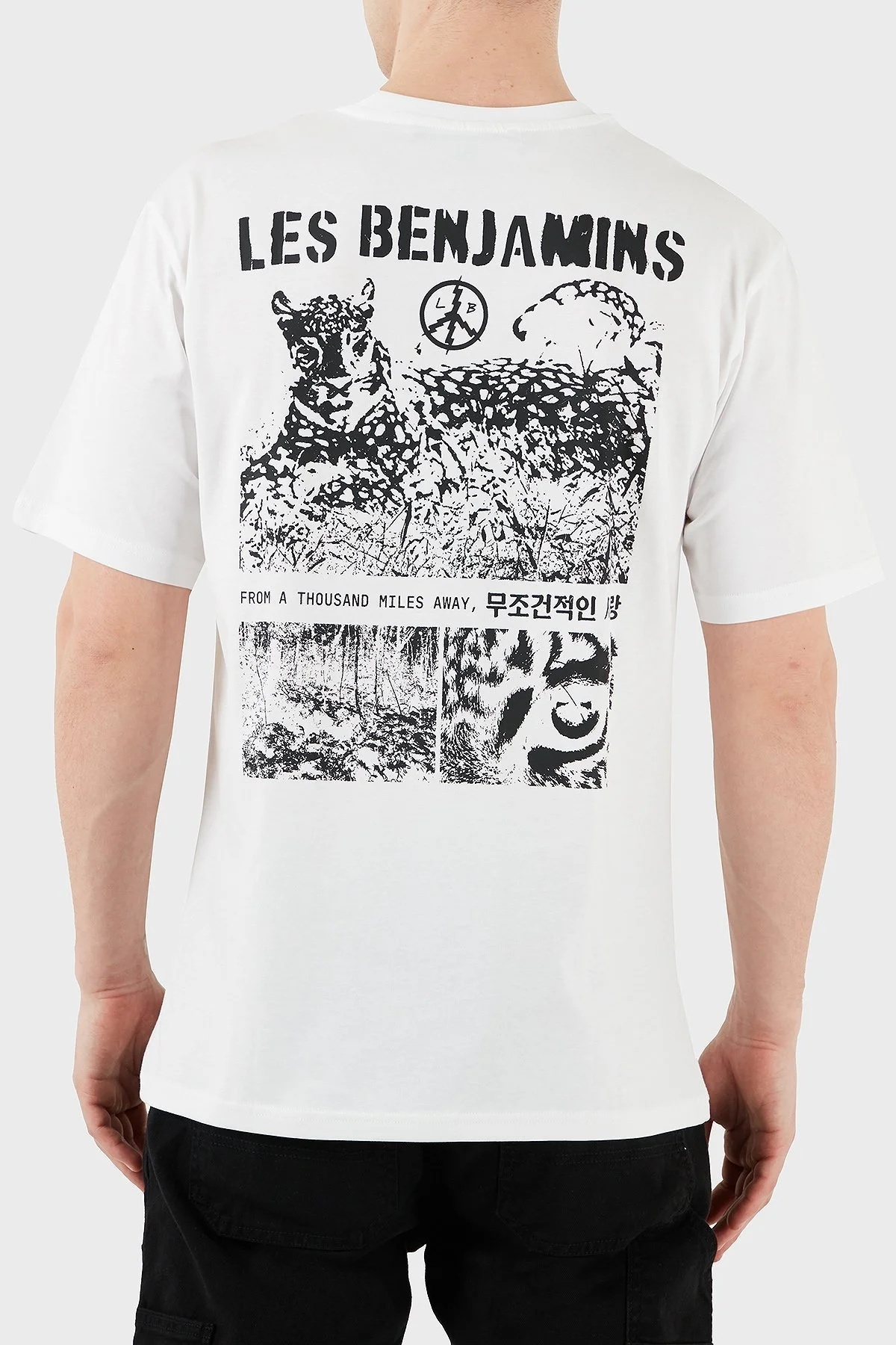 Les Benjamins Sırt Baskılı % 100 Pamuk Relaxed Fit Bisiklet Yaka Erkek T Shirt LB25SSUNLMUTS-037 BEYAZ - 9