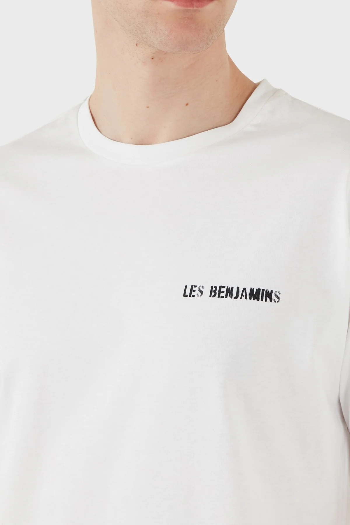 Les Benjamins Sırt Baskılı % 100 Pamuk Relaxed Fit Bisiklet Yaka Erkek T Shirt LB25SSUNLMUTS-037 BEYAZ - 11