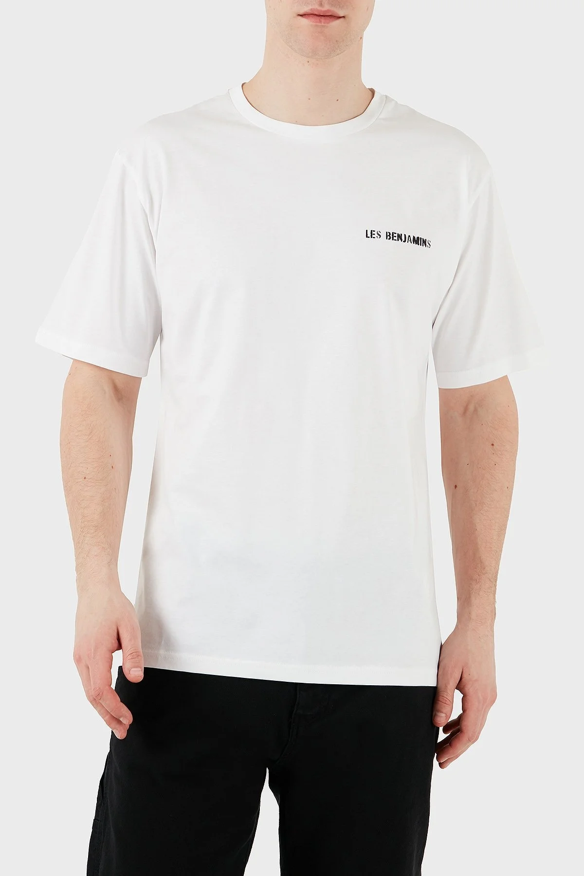 Les Benjamins Sırt Baskılı % 100 Pamuk Relaxed Fit Bisiklet Yaka Erkek T Shirt LB25SSUNLMUTS-037 BEYAZ - 12