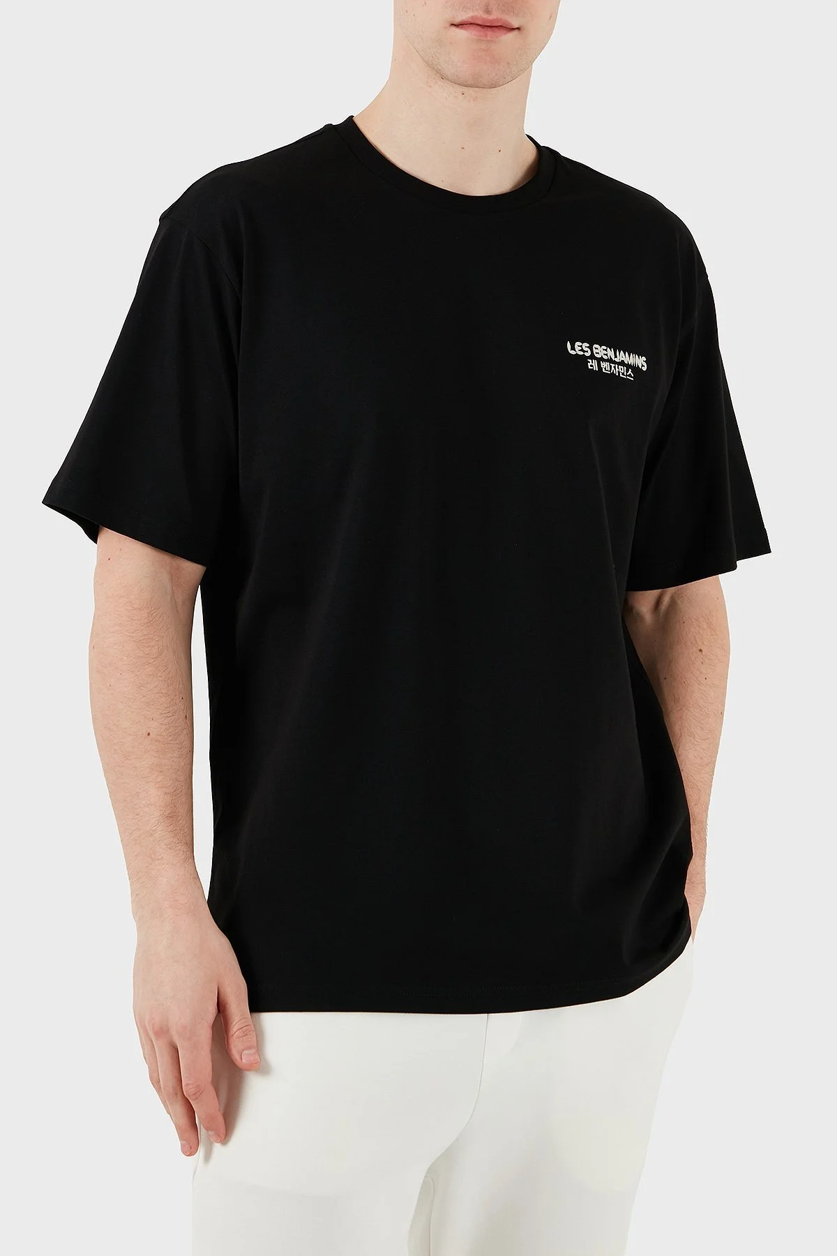 Les Benjamins Sırt Baskılı % 100 Pamuk Relaxed Fit Bisiklet Yaka Erkek T Shirt LB25SSUNLMUTS-038 SİYAH - 10