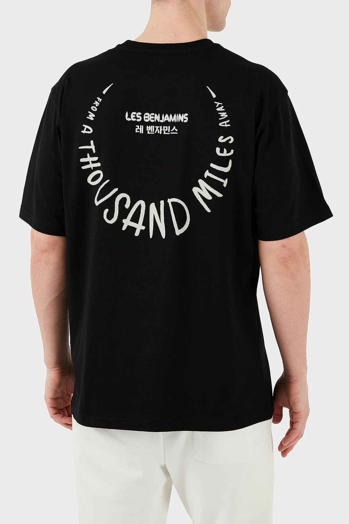 Les Benjamins Sırt Baskılı % 100 Pamuk Relaxed Fit Bisiklet Yaka Erkek T Shirt LB25SSUNLMUTS-038 SİYAH - 15