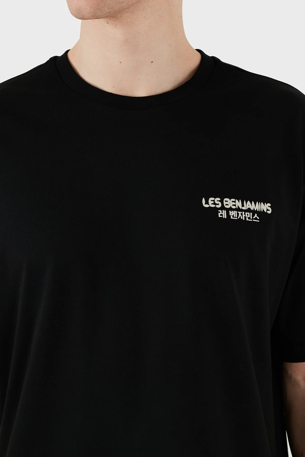 Les Benjamins Sırt Baskılı % 100 Pamuk Relaxed Fit Bisiklet Yaka Erkek T Shirt LB25SSUNLMUTS-038 SİYAH - 18