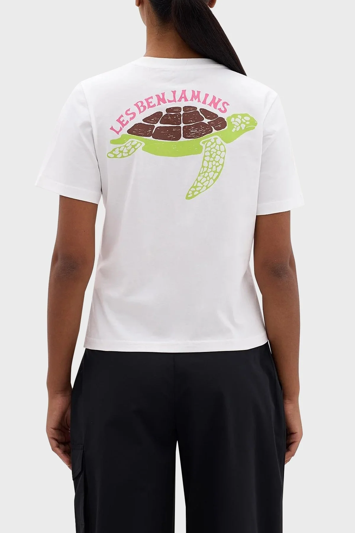 Les Benjamins Sırt Baskılı Pamuklu Bisiklet Yaka Regular Fit Bayan T Shirt LB24SSKISFUTS-023 BEYAZ - 1