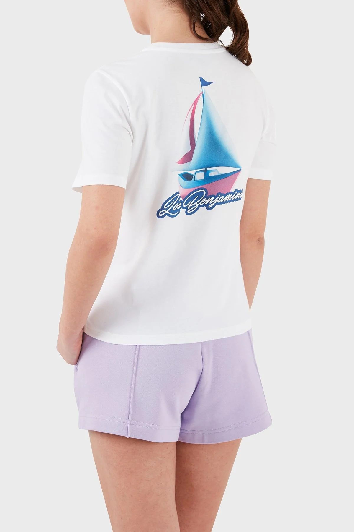 Les Benjamins Sırt Baskılı Pamuklu Bisiklet Yaka Regular Fit Bayan T Shirt LB24SSKISFUTS-024 BEYAZ - 5