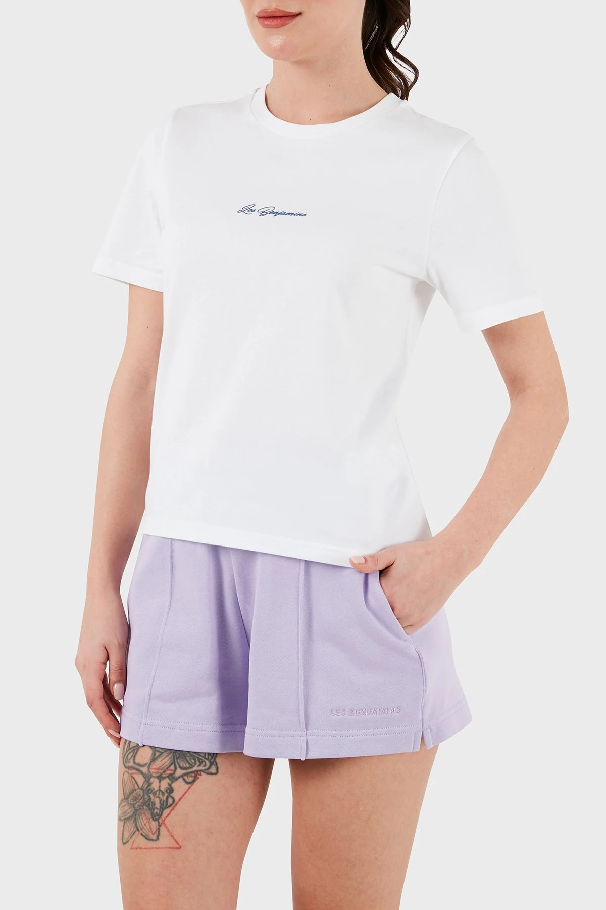 Les Benjamins Sırt Baskılı Pamuklu Bisiklet Yaka Regular Fit Bayan T Shirt LB24SSKISFUTS-024 BEYAZ - 7