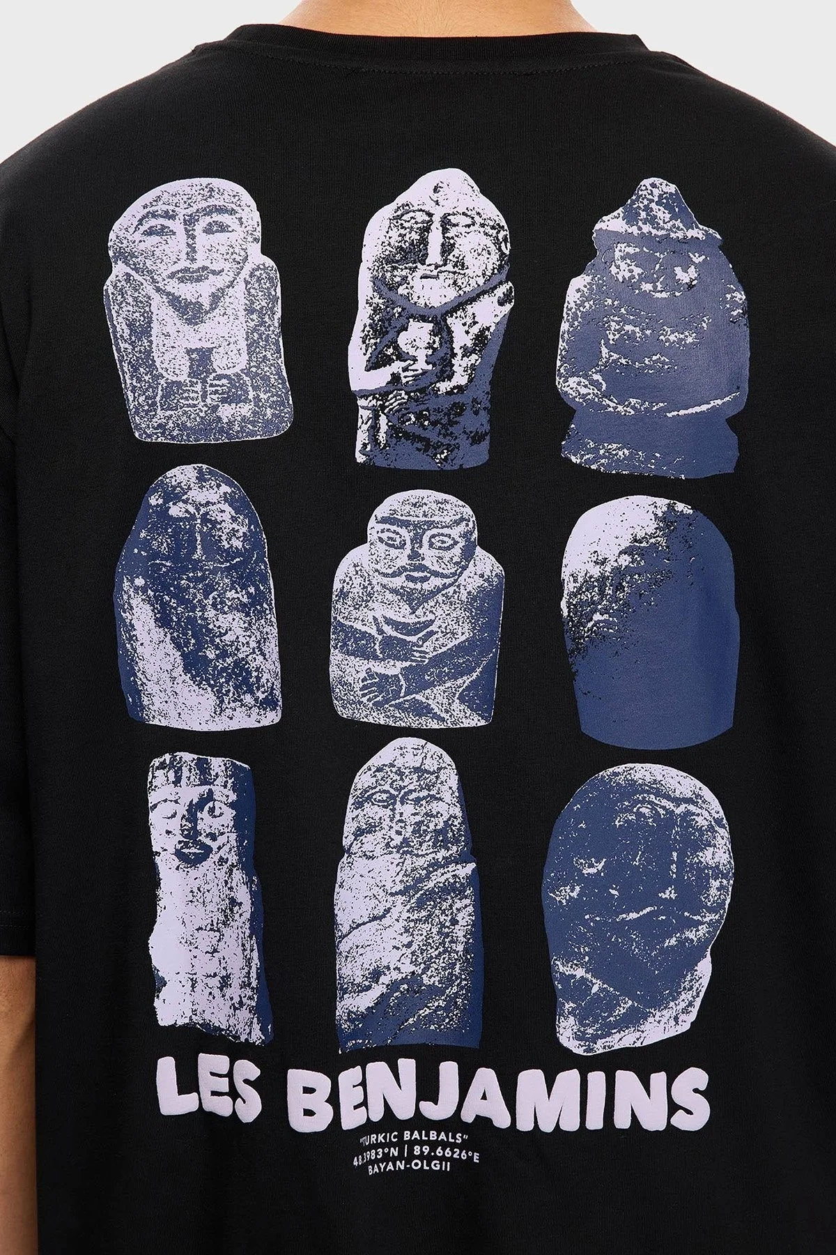 Les Benjamins Sırt Baskılı Pamuklu Oversize Fit Bisiklet Yaka Erkek T Shirt LB25FWTURMUOT-006 SİYAH - 5