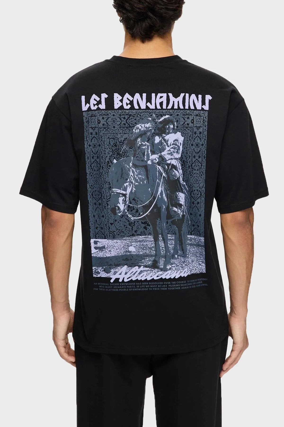 Les Benjamins Sırt Baskılı Pamuklu Relaxed Fit Bisiklet Yaka Erkek T Shirt LB25FWTURMUTS-004 SİYAH - 3
