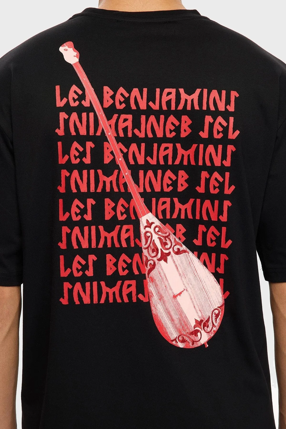 Les Benjamins Sırt Baskılı Pamuklu Relaxed Fit Bisiklet Yaka Erkek T Shirt LB25FWTURMUTS-026 SİYAH - 5