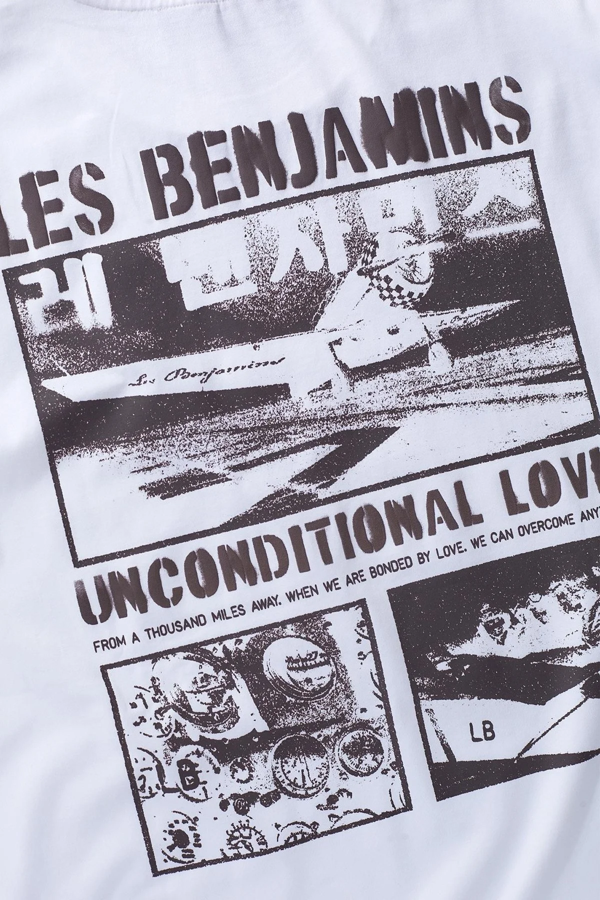 Les Benjamins Sırt Baskılı Pamuklu Relaxed Fit Bisiklet Yaka Erkek T Shirt LB25SSUNLMUTS-014 BEYAZ - 3